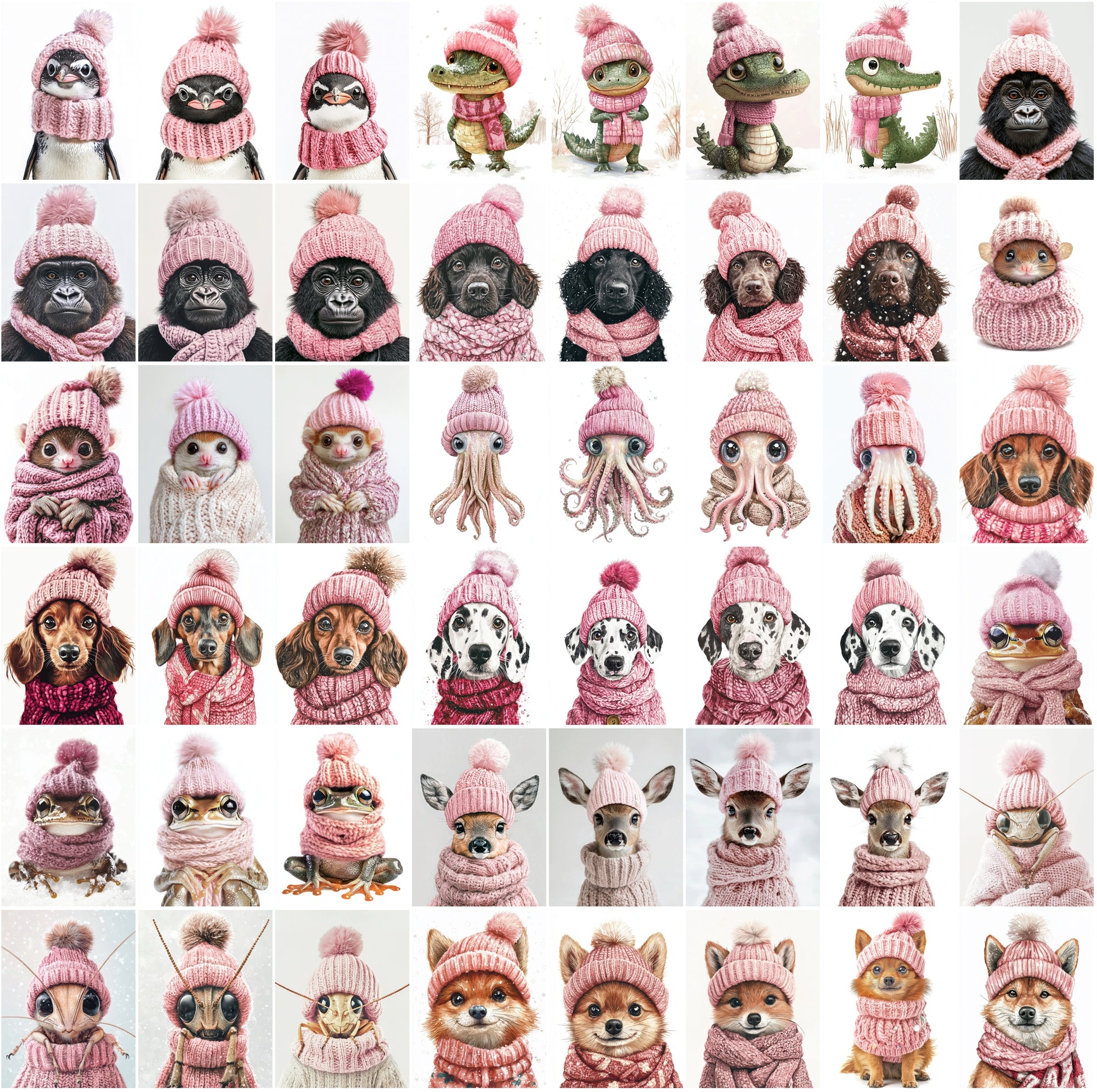 2090 High-Resolution Animal Images in Pink Outfits - Adorable and Festive Collection