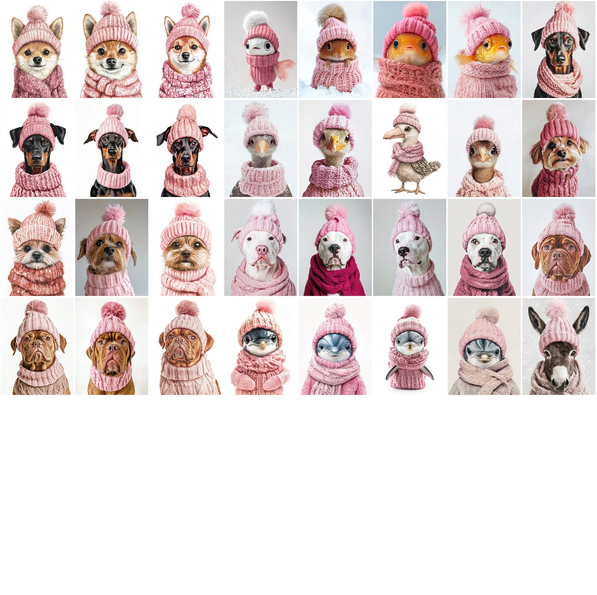 2090 High-Resolution Animal Images in Pink Outfits - Adorable and Festive Collection