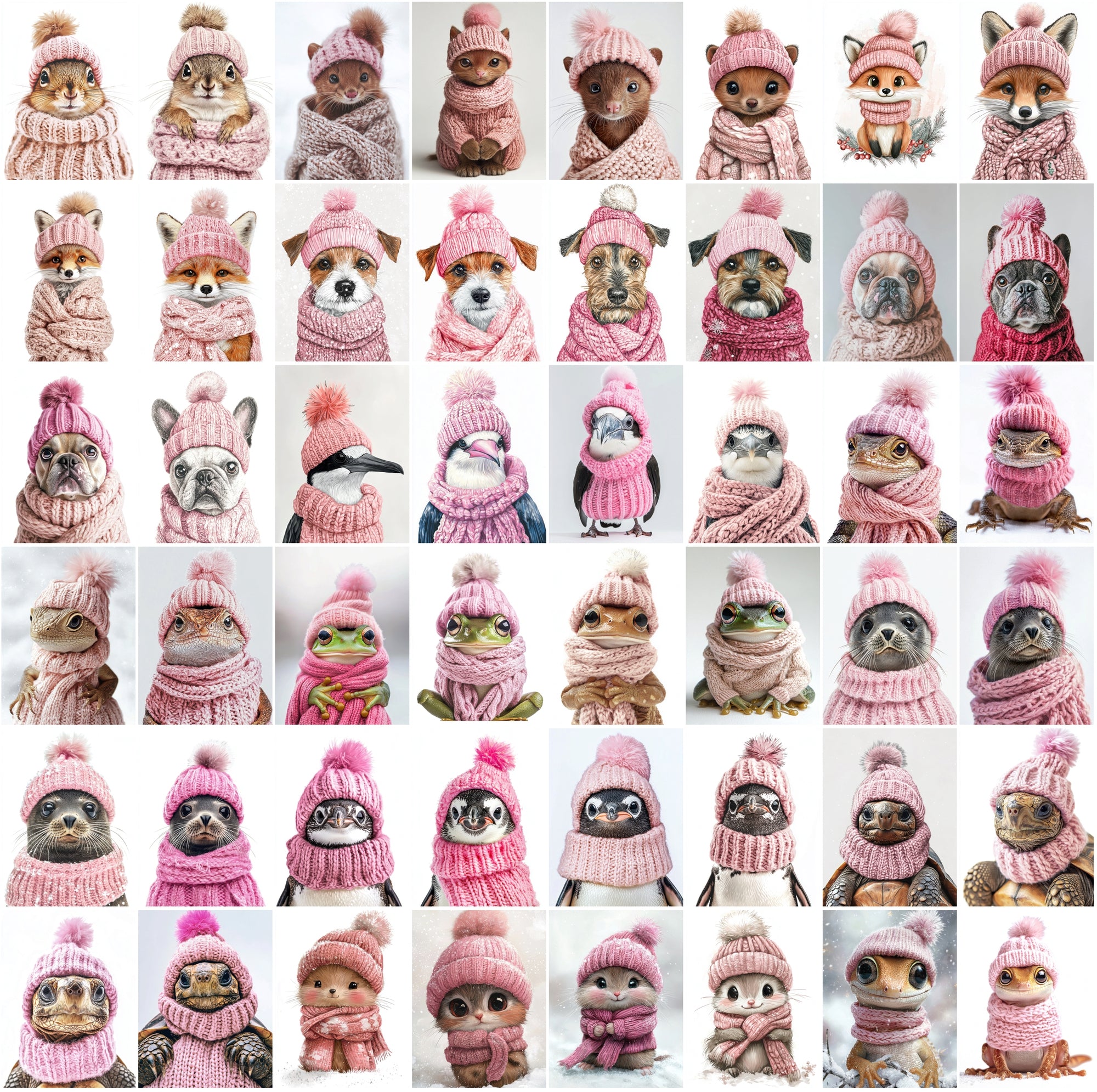 2090 High-Resolution Animal Images in Pink Outfits - Adorable and Festive Collection