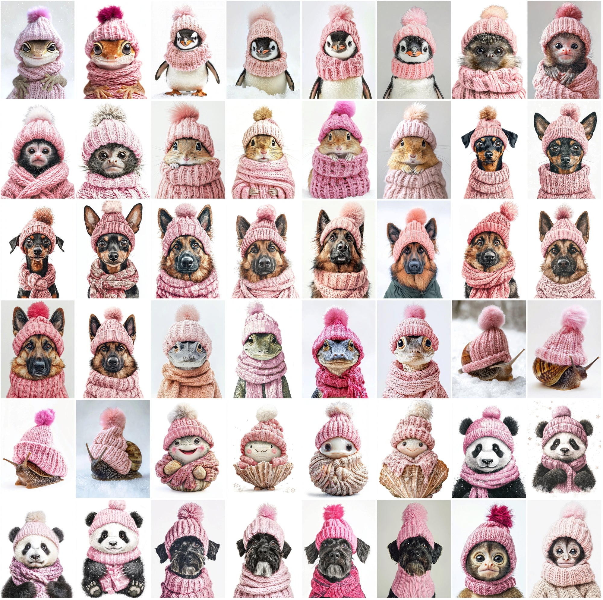 2090 High-Resolution Animal Images in Pink Outfits - Adorable and Festive Collection