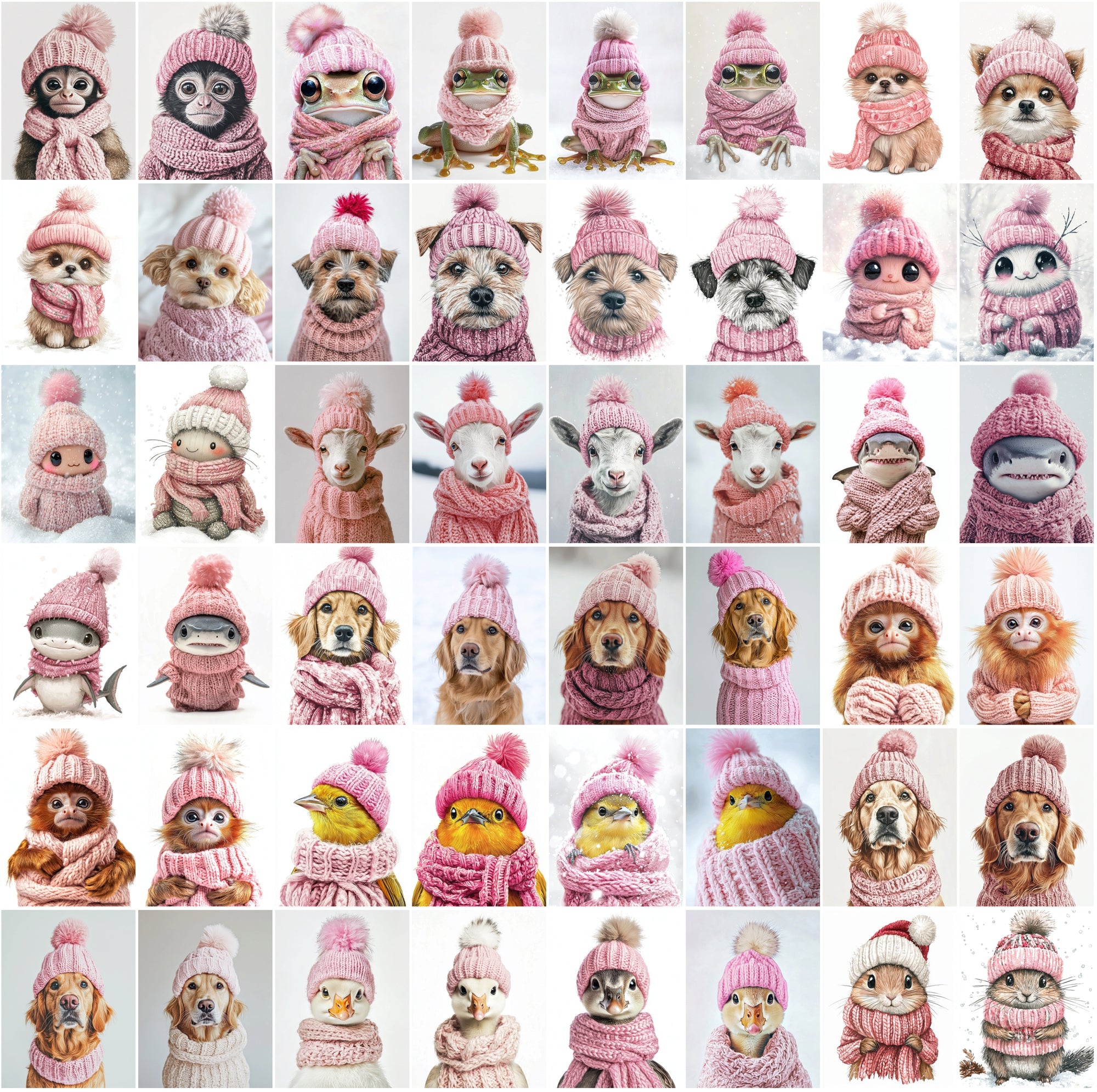 2090 High-Resolution Animal Images in Pink Outfits - Adorable and Festive Collection