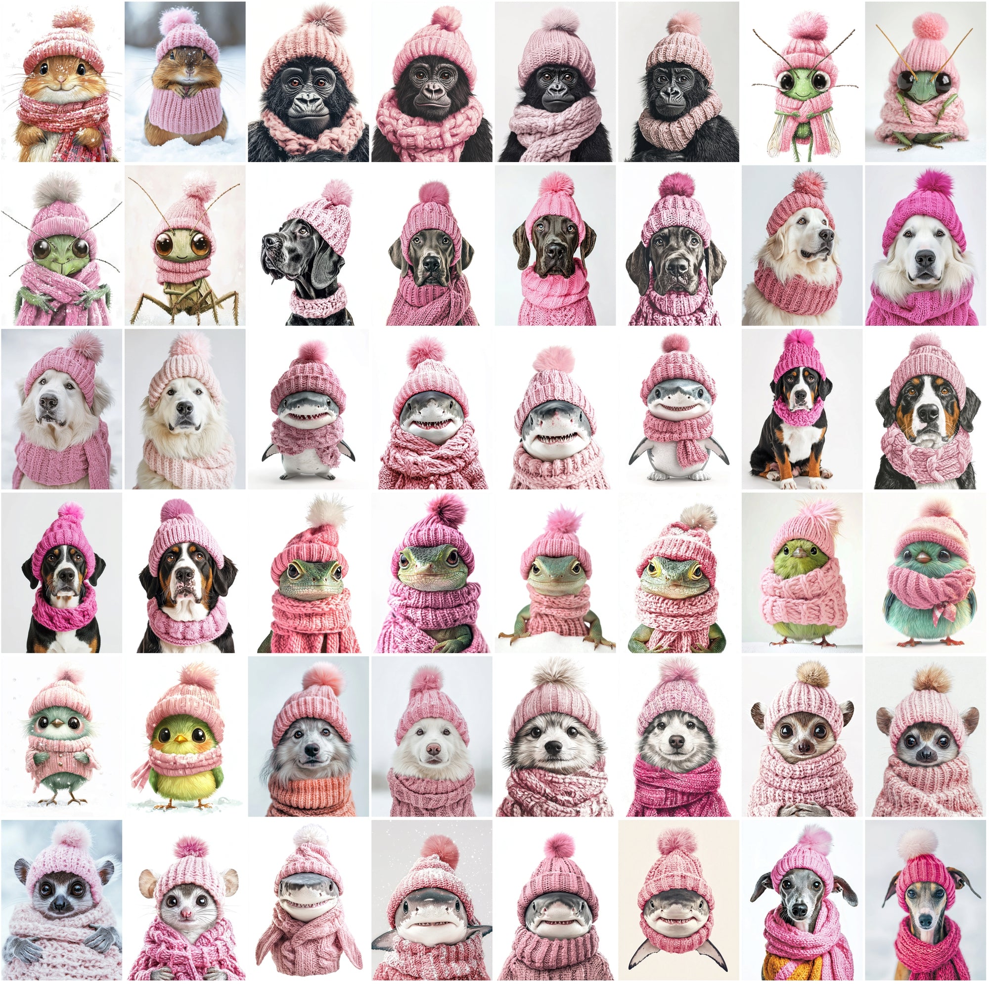 2090 High-Resolution Animal Images in Pink Outfits - Adorable and Festive Collection