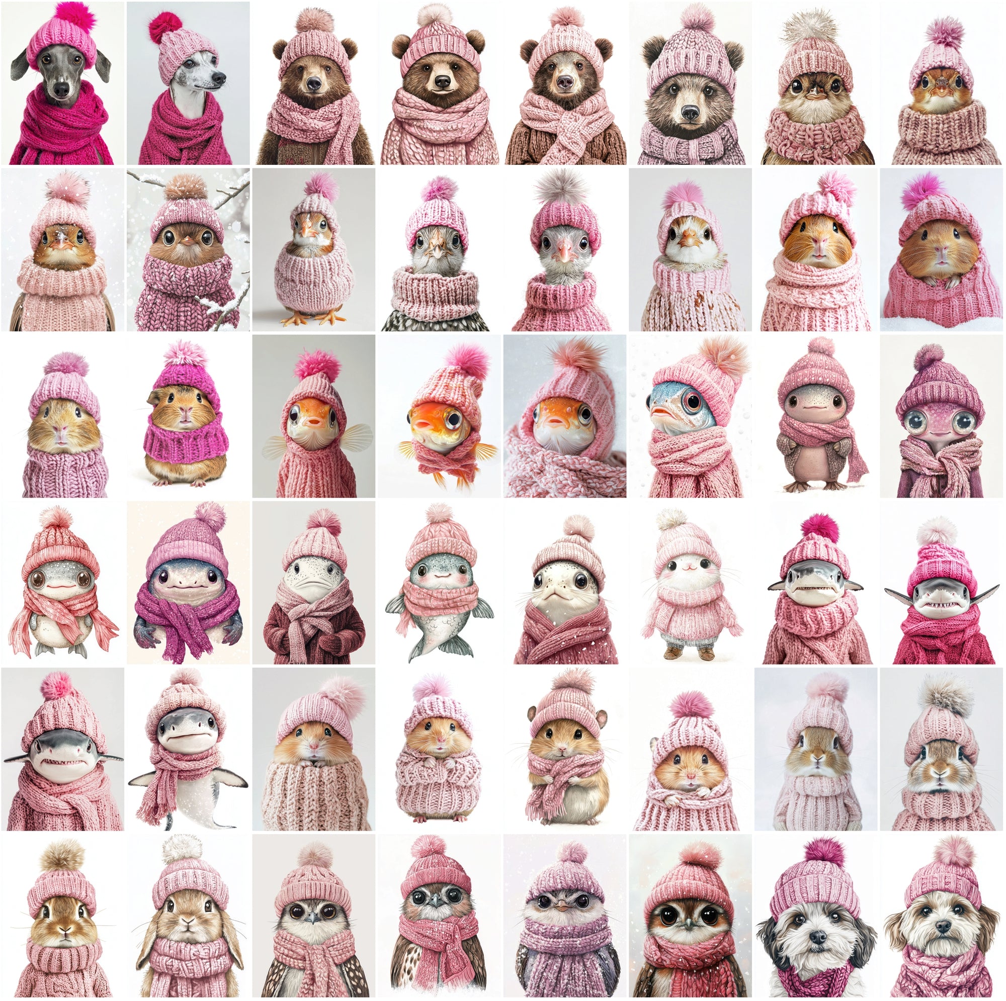 2090 High-Resolution Animal Images in Pink Outfits - Adorable and Festive Collection