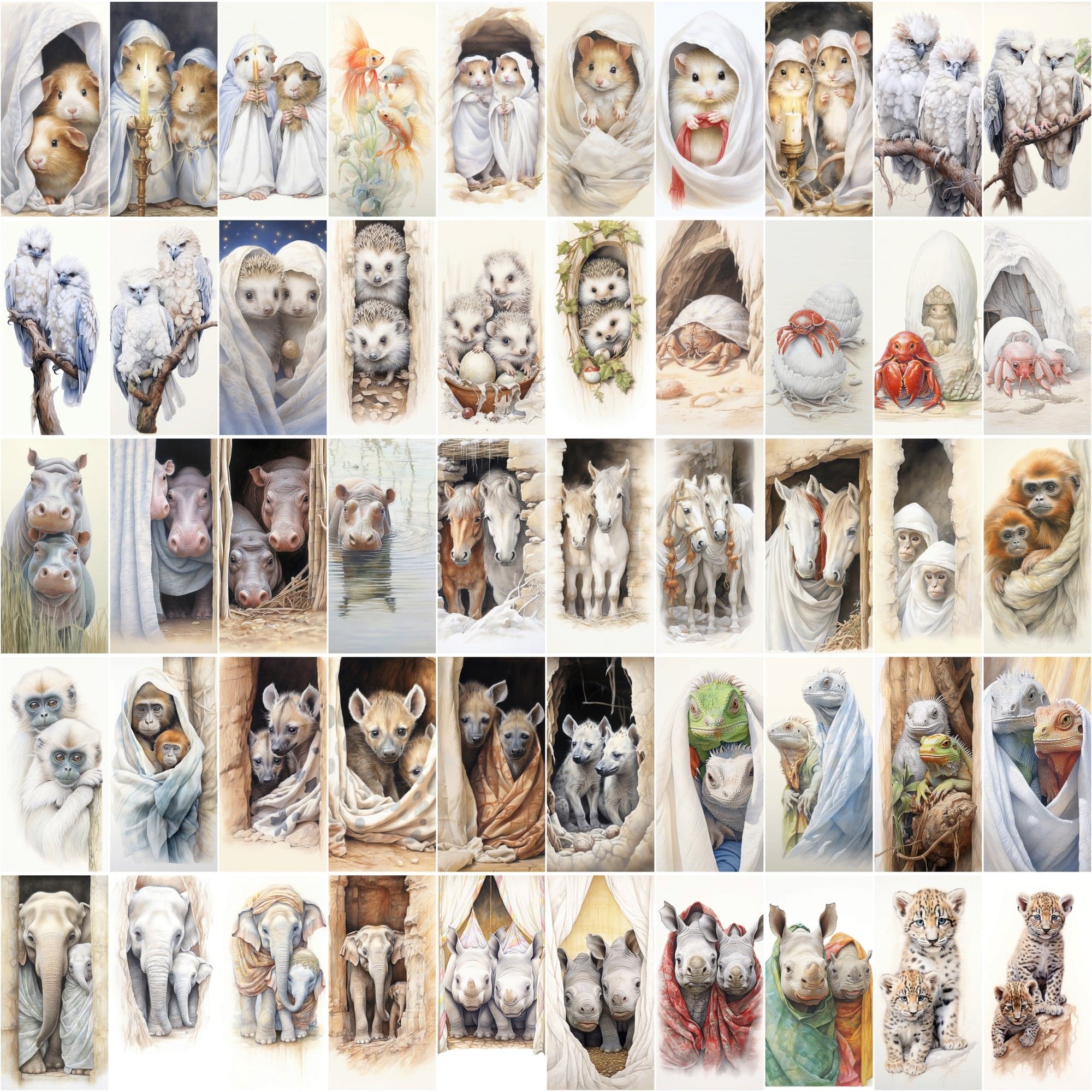 Adorable Animal Friends Art Collection - 540 High-Resolution Images with Commercial License Digital Download Sumobundle