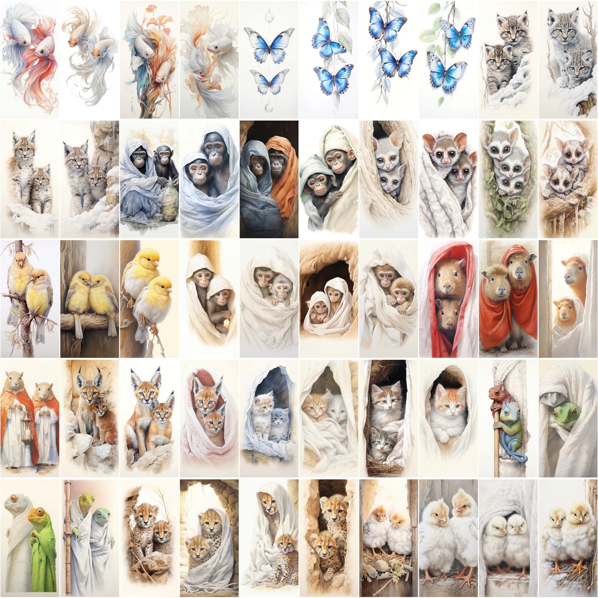 Adorable Animal Friends Art Collection - 540 High-Resolution Images with Commercial License Digital Download Sumobundle