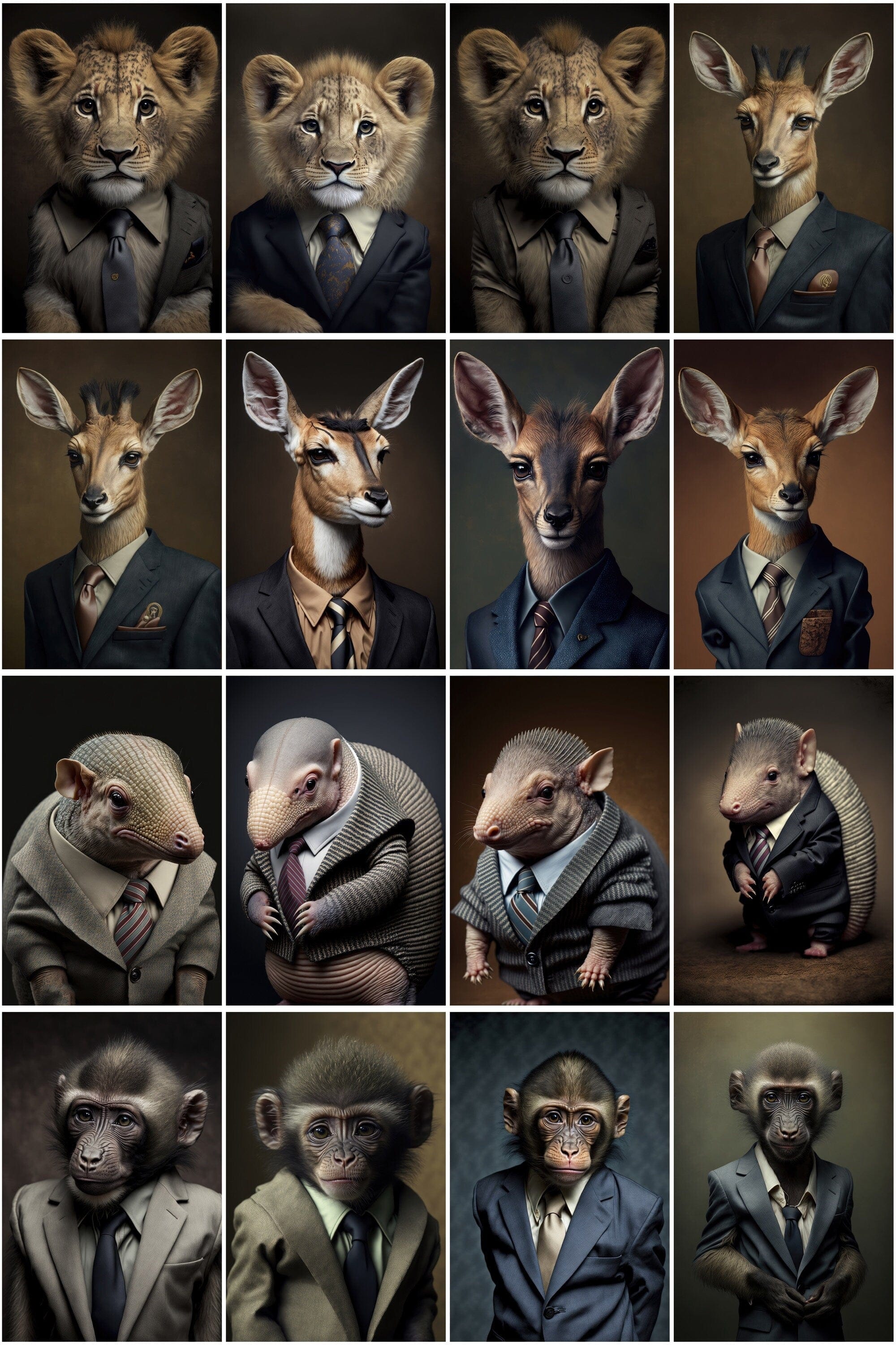 Adorable Baby Animals in Business Suits - 390 Whimsical Illustrations with Funny Designs and Charming Drawings, Perfect for Clipart and More Digital Download Sumobundle