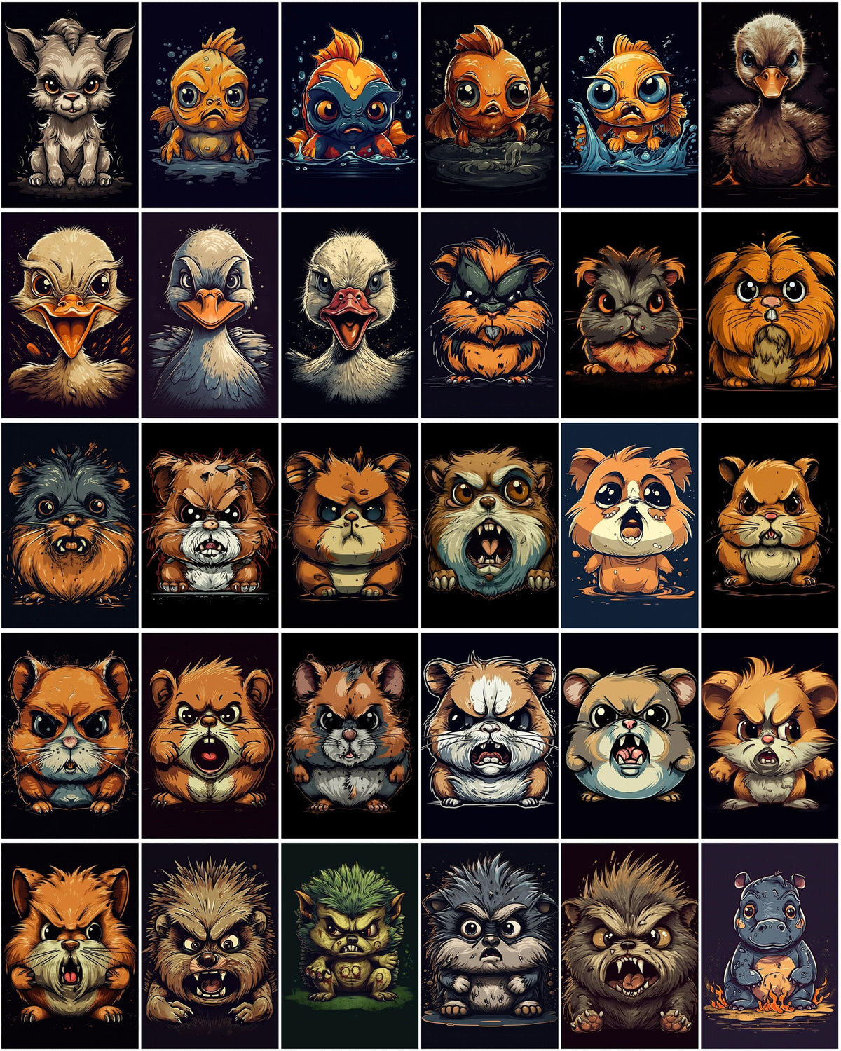 Angry Animals Cartoon Bundle: 270 High-Quality, Adorable & Furious Cri