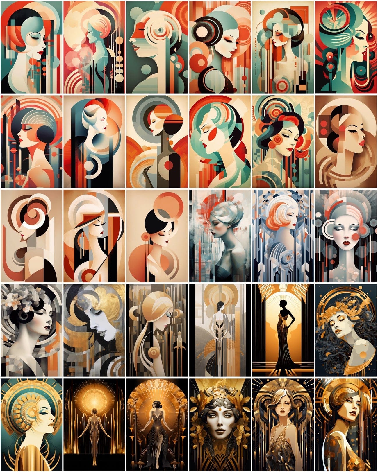 Art Deco Woman Model Backgrounds, High Resolution Commercial Digital Art, Versatile Design Resource Digital Download Sumobundle