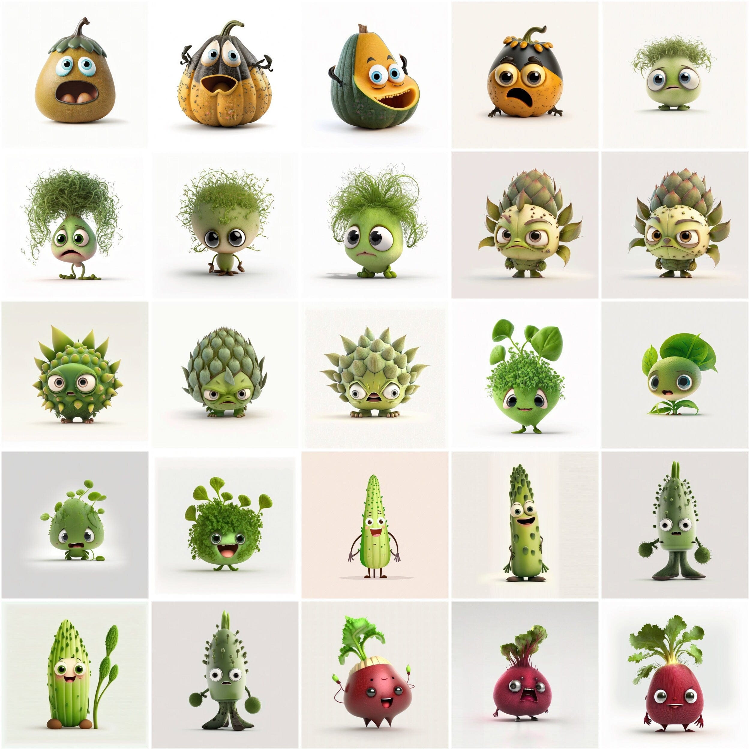 Bundle of 200+ Funny Vegetable Images with No Background and Shadow Background, Humorous Vegetable Images - Perfect for Posters, Stickers Digital Download Sumobundle