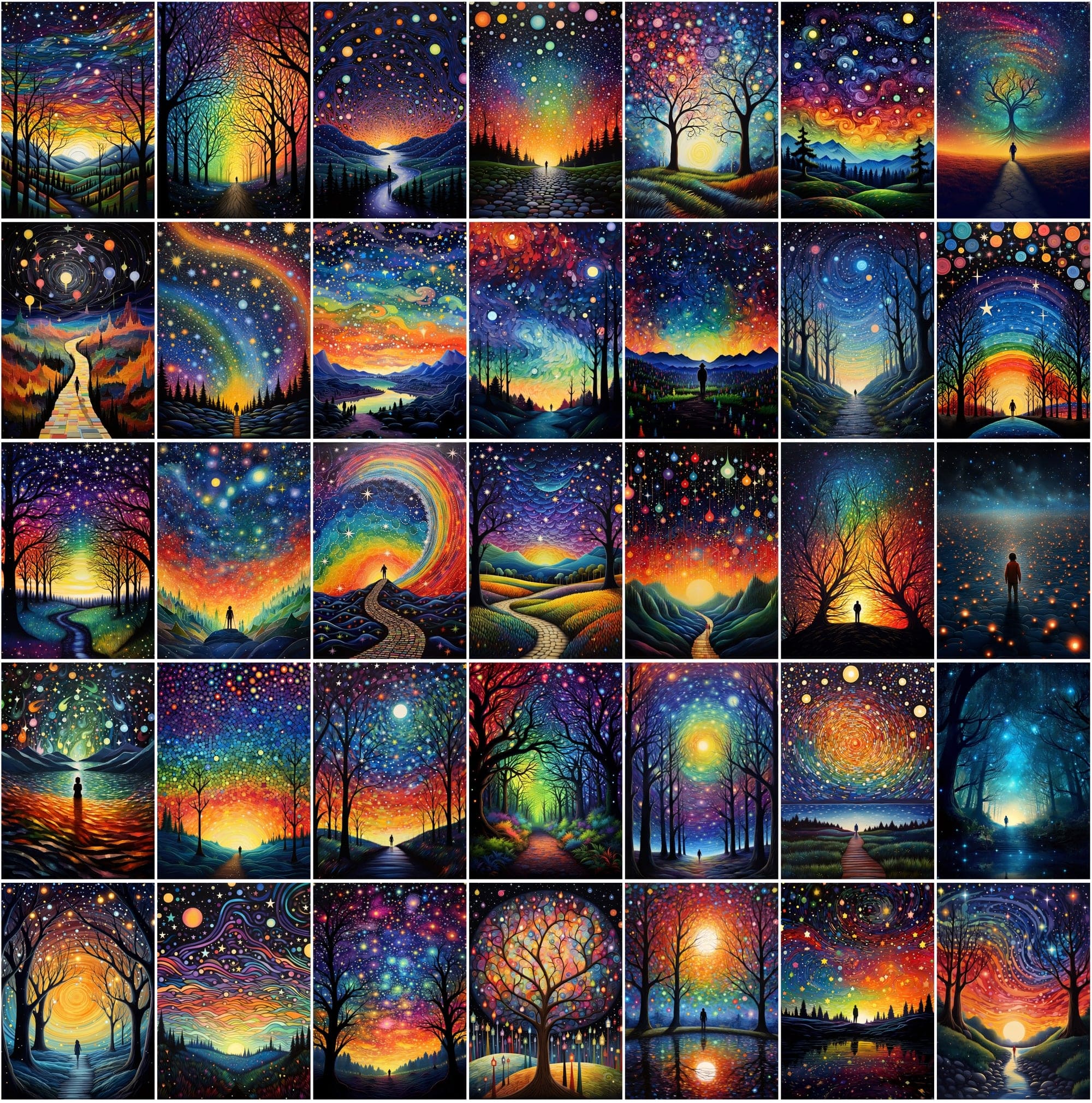 Celestial Landscape Images Bundle, Colorful Starry Night Sky Photos, High-Resolution Digital Art with Commercial License Digital Download Sumobundle