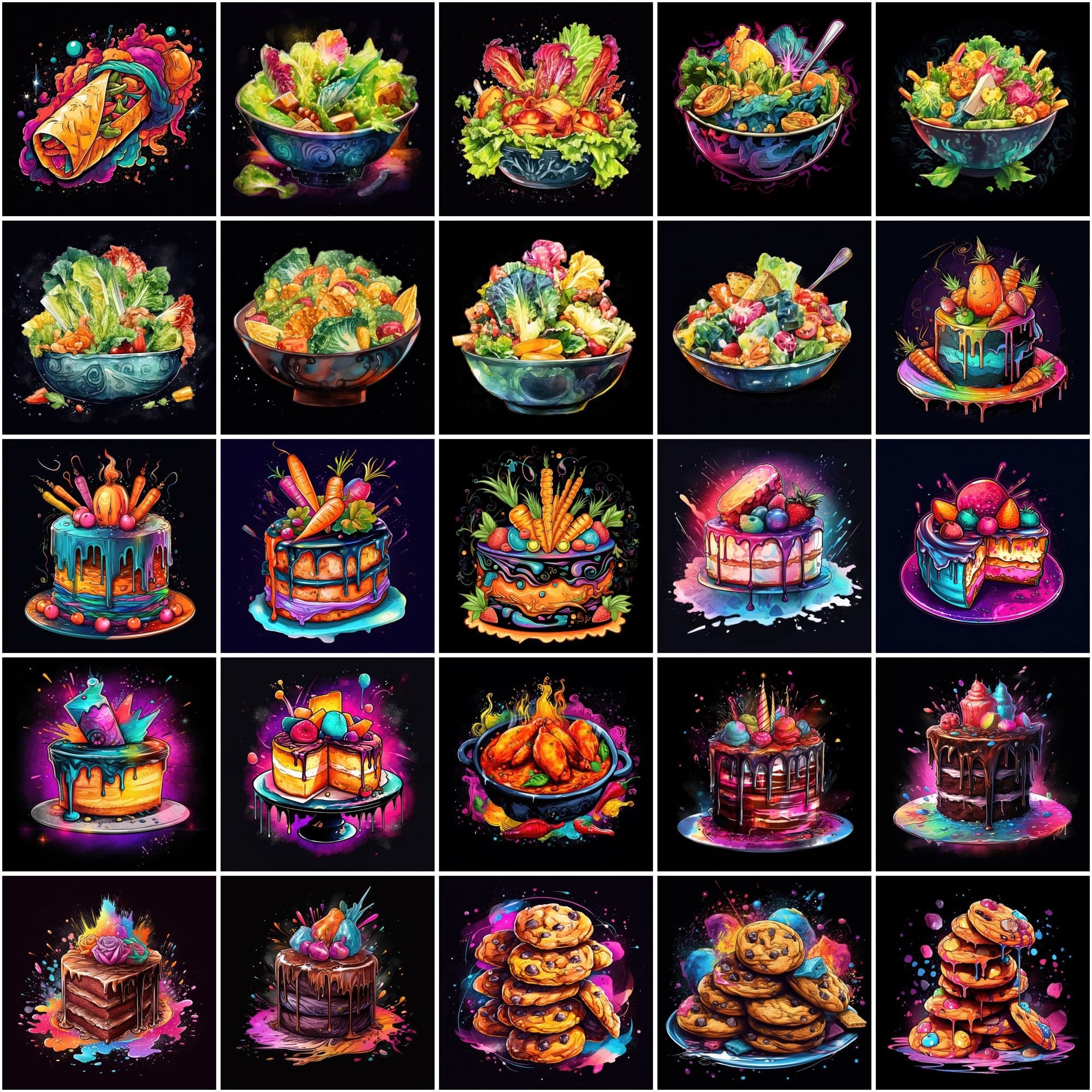Colorful Surreal Food Images: Magical & Dreamy PNG Illustrations with Commercial License Digital Download Sumobundle