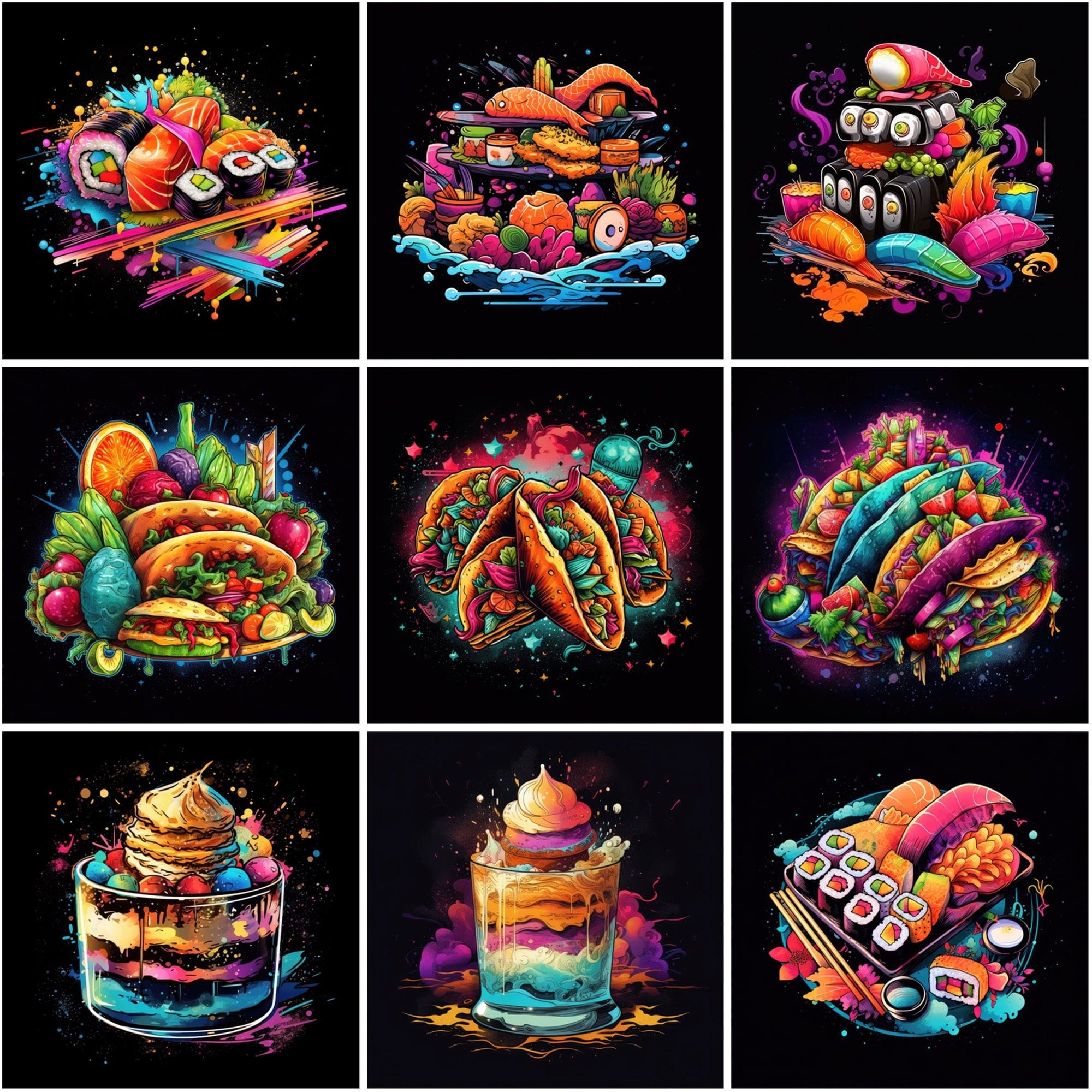 Colorful Surreal Food Images: Magical & Dreamy PNG Illustrations with Commercial License Digital Download Sumobundle