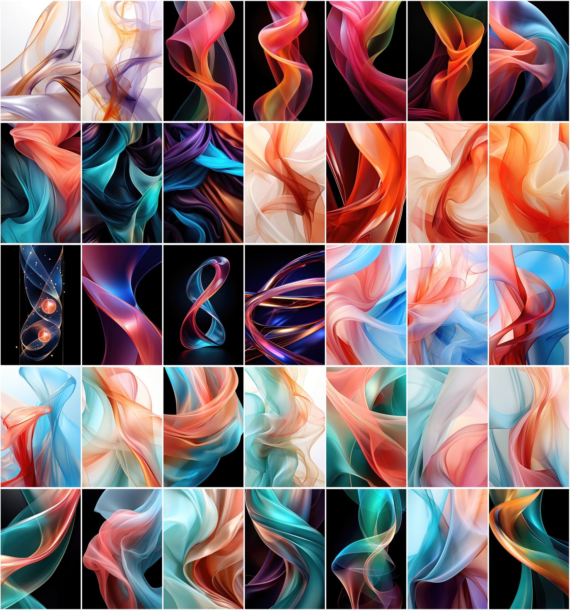 Colorful Wave Digital Backgrounds: Abstract & Whimsical Silk Cloths Designs Digital Download Sumobundle