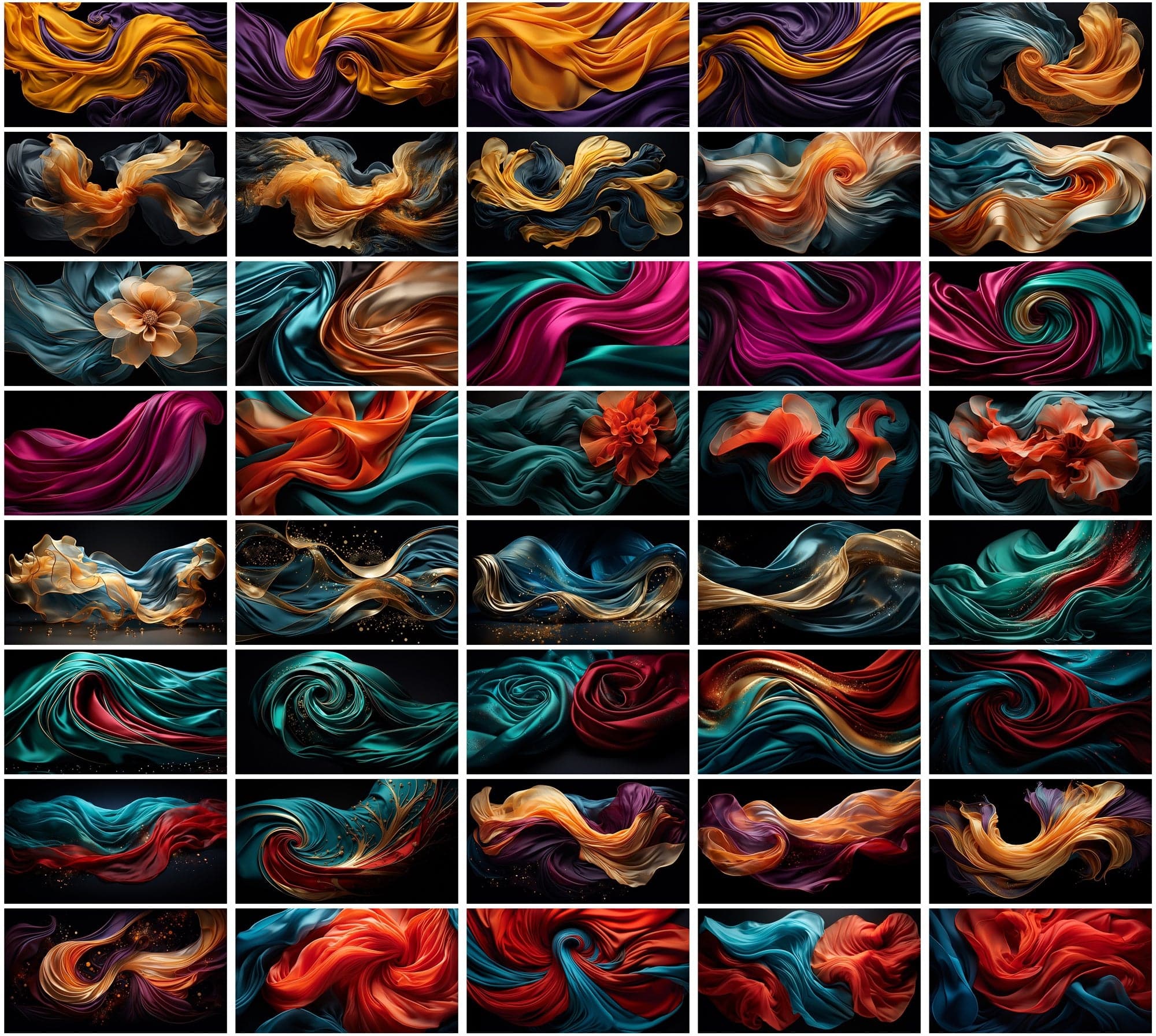 Colorful Wave Digital Backgrounds: Abstract & Whimsical Silk Cloths Designs Digital Download Sumobundle
