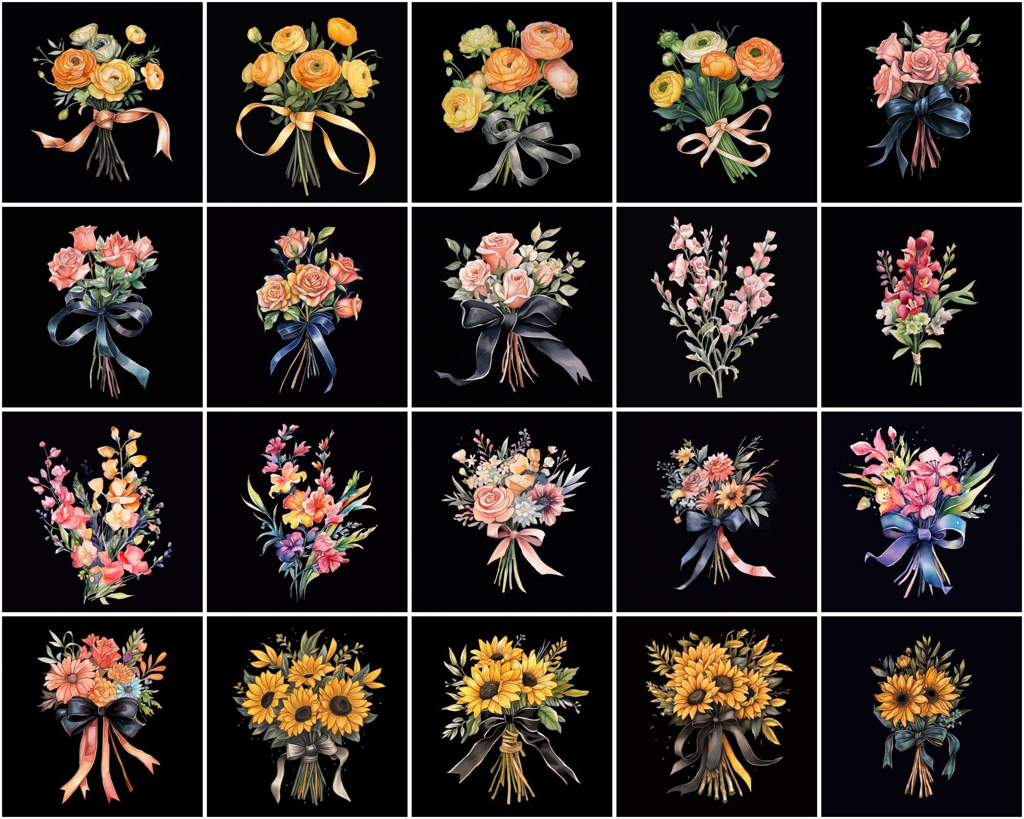 Craft your Masterpiece with our Tiny Flower Bouquet PNGs Digital Download Sumobundle