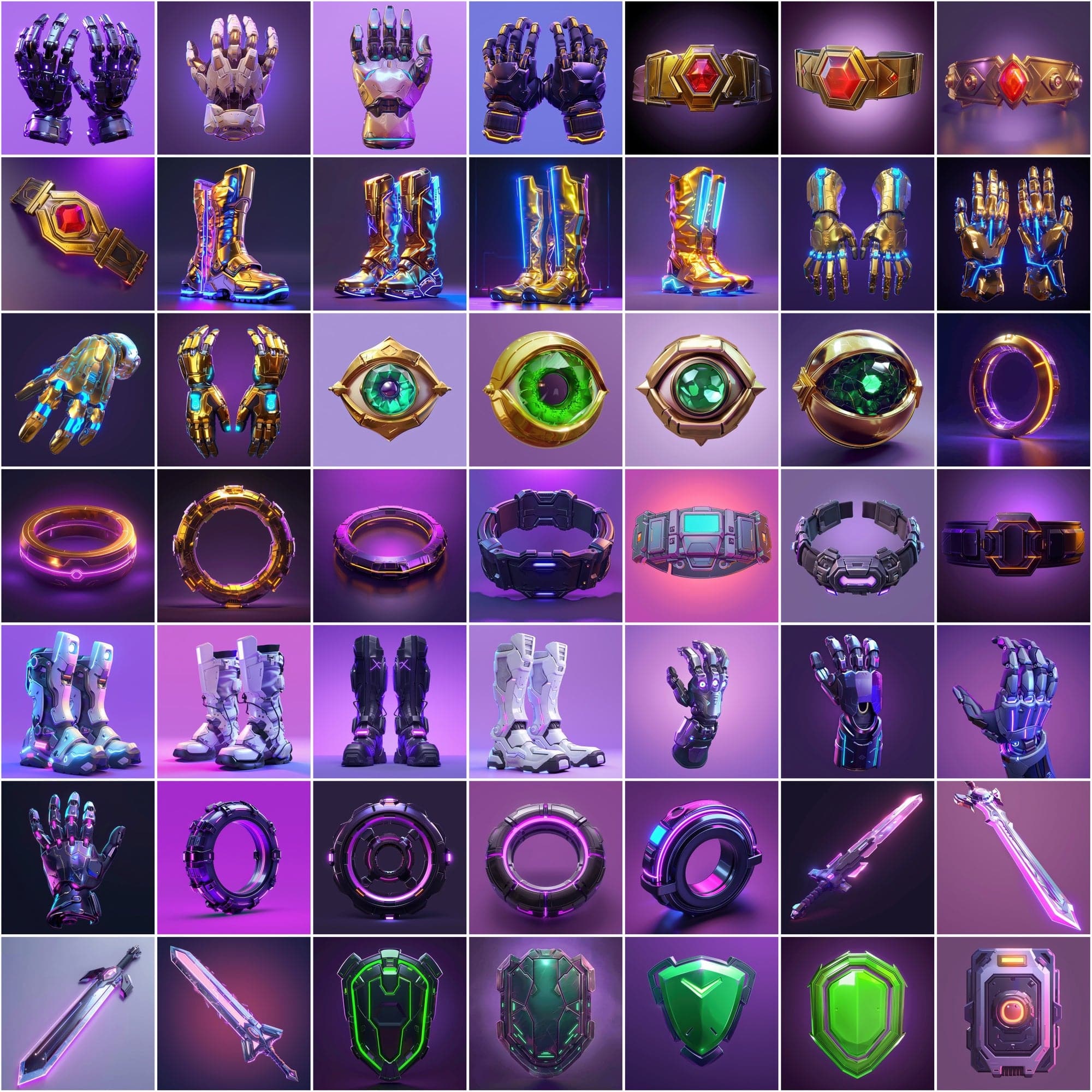 Cyber Modern Hi-Tech Game Style Items - 490 JPG Images Digital Download Sumobundle