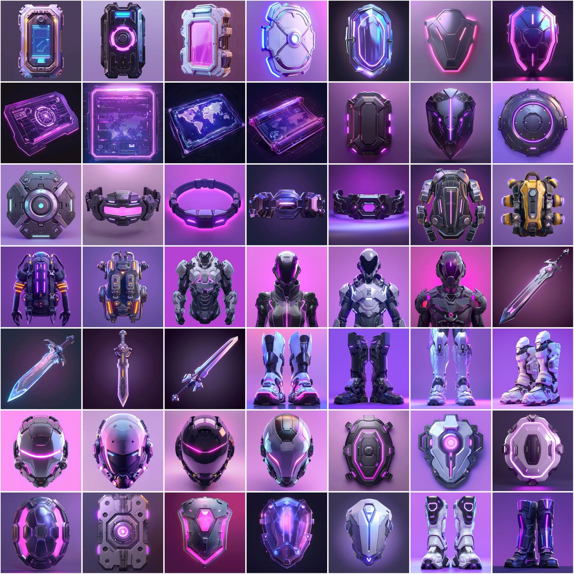 Cyber Modern Hi-Tech Game Style Items - 490 JPG Images Digital Download Sumobundle