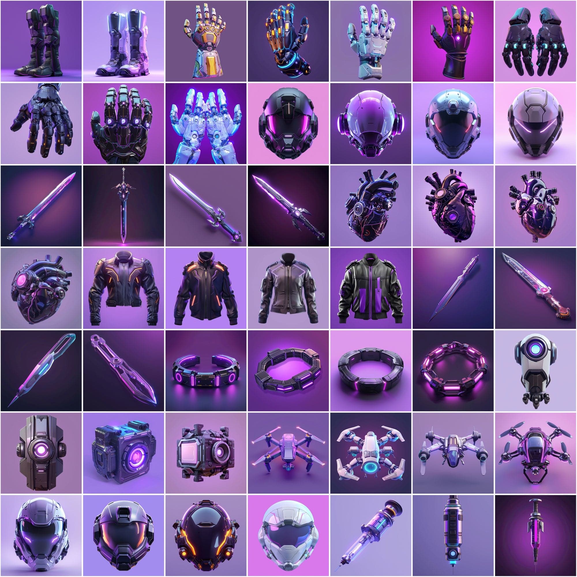 Cyber Modern Hi-Tech Game Style Items - 490 JPG Images Digital Download Sumobundle