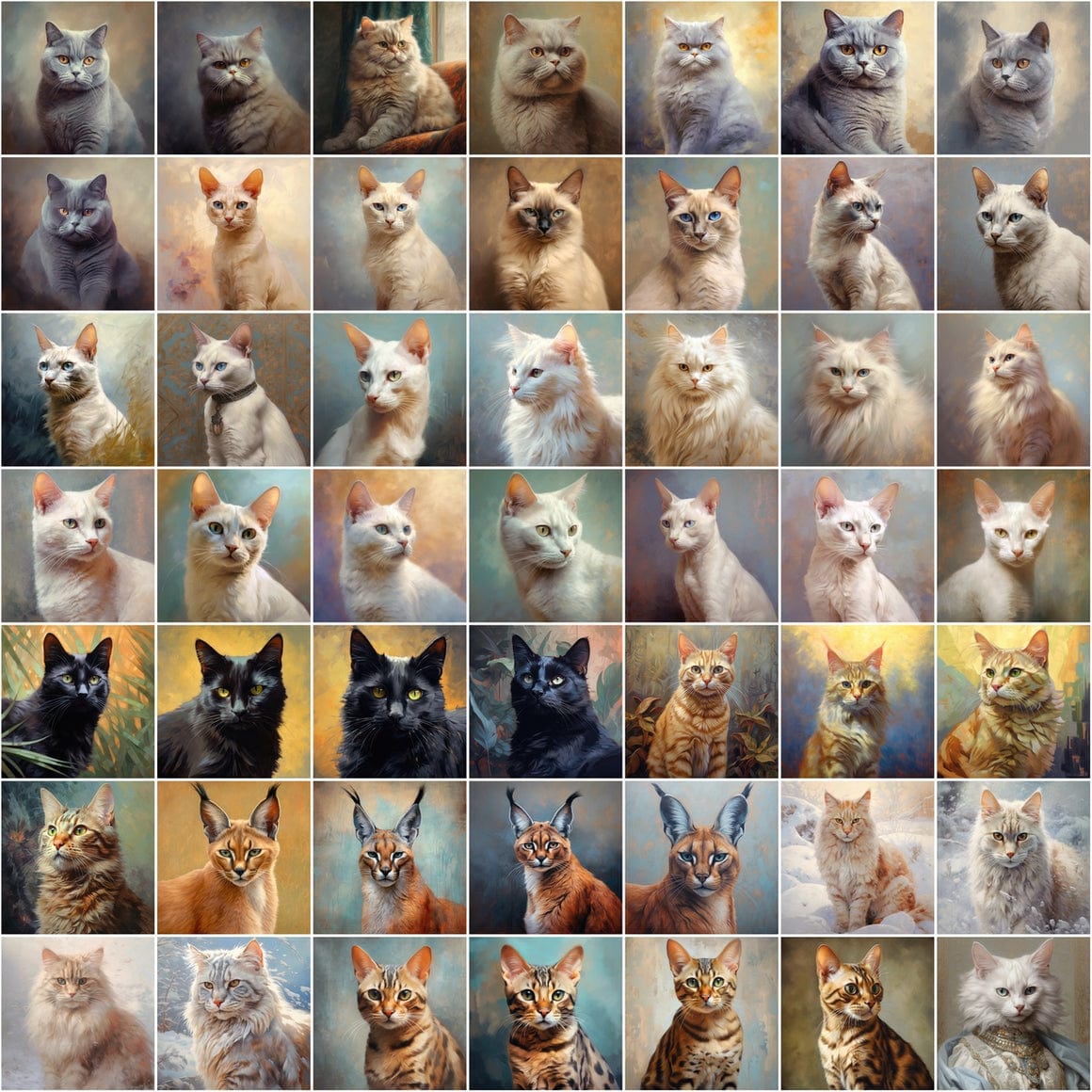 Digital Cat Art Collection - High Resolution Oil Paint Look Images Digital Download Sumobundle