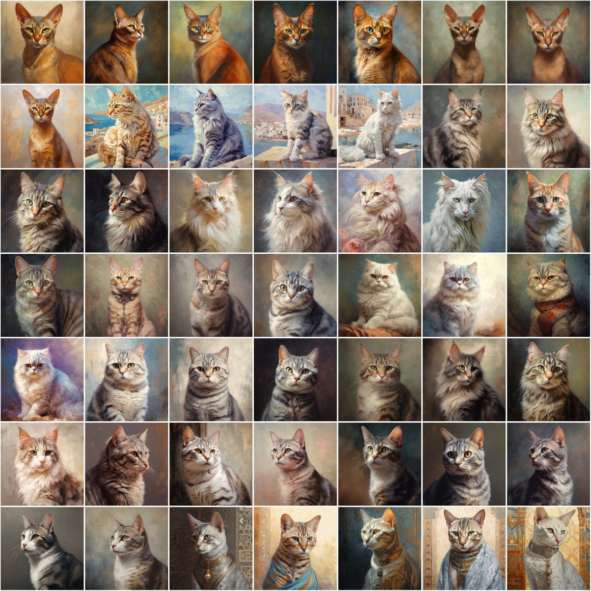 Digital Cat Art Collection - High Resolution Oil Paint Look Images Digital Download Sumobundle