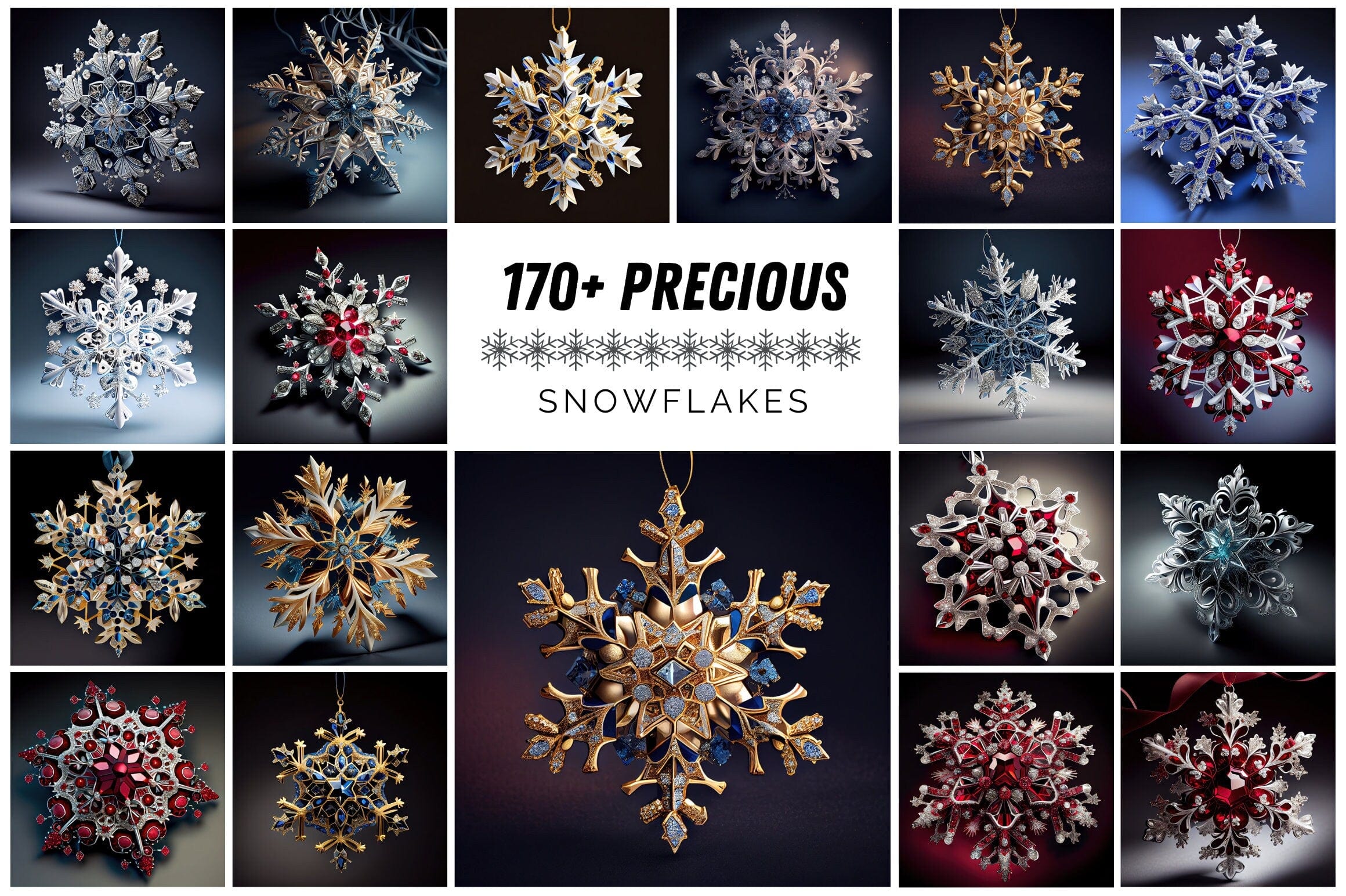 Download 170 Precious Snowflakes Clipart Images. Jewellery images with snowflakes, Commercial license Digital Download Sumobundle