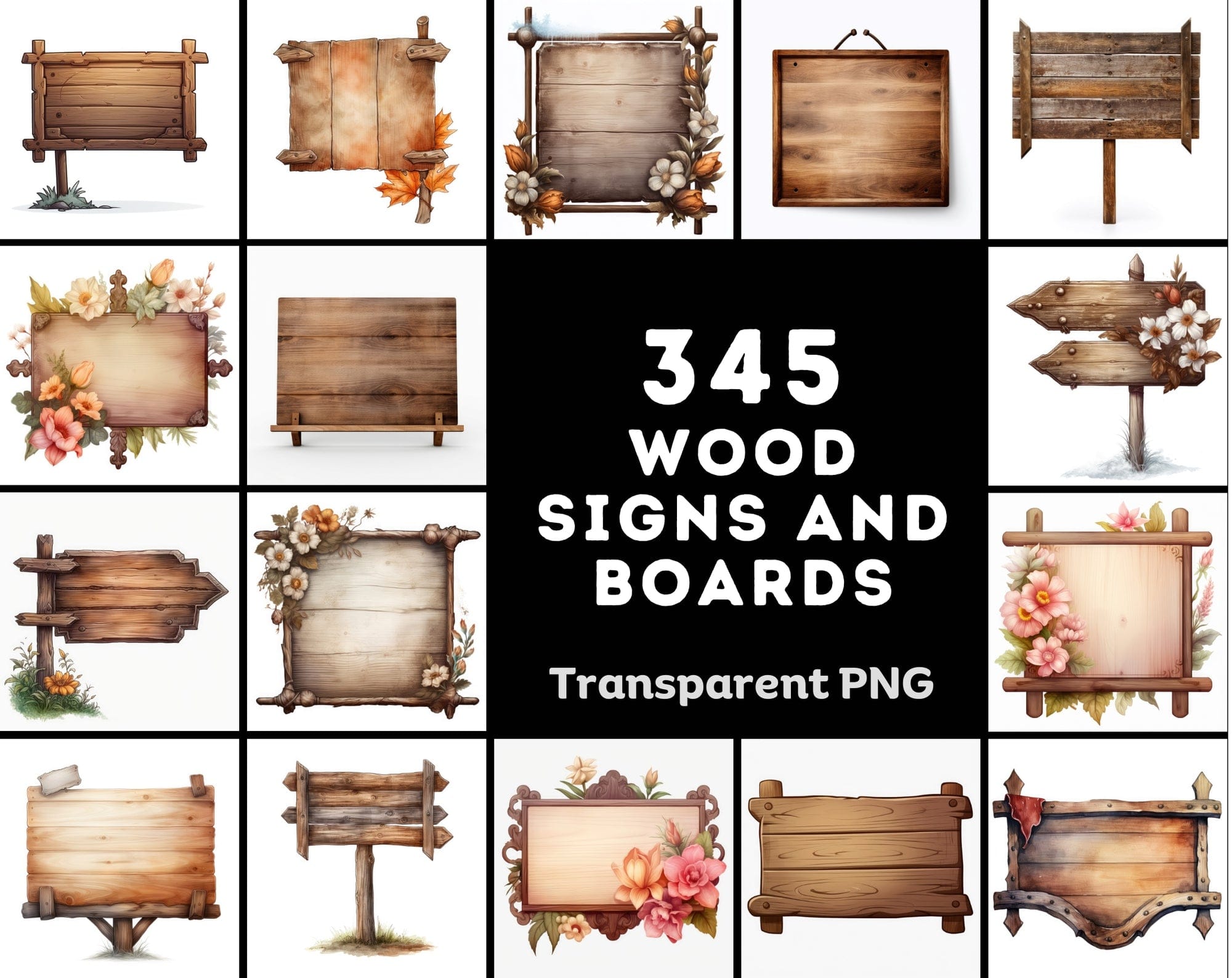 Download 345 Vibrant Wood Sign & Board Images with Text Space Digital Download Sumobundle
