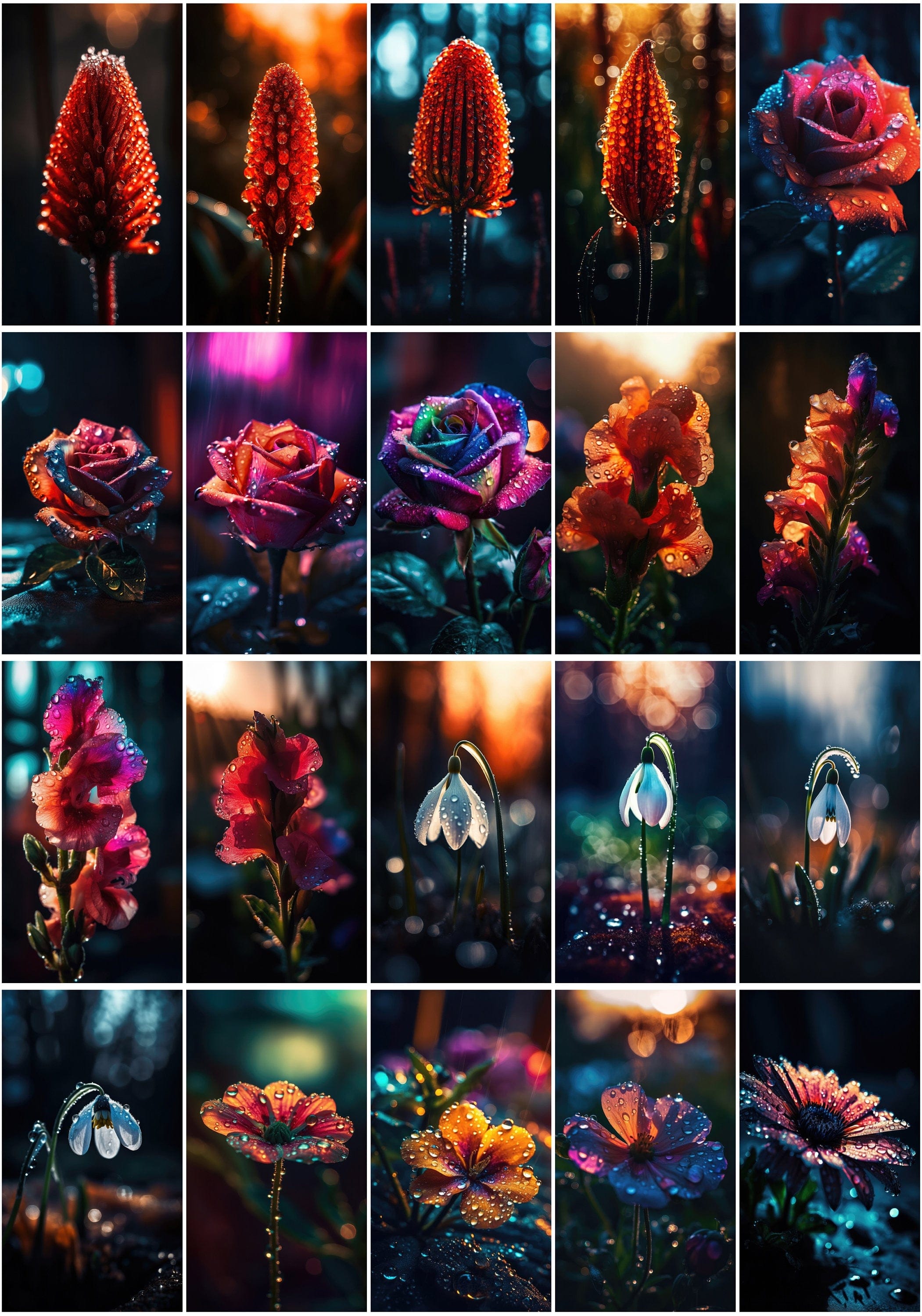 Enchanting Floral Waterdrop Images Bundle – 190 High-Quality Flower Photos with Delicate Waterdrop Digital Download Sumobundle