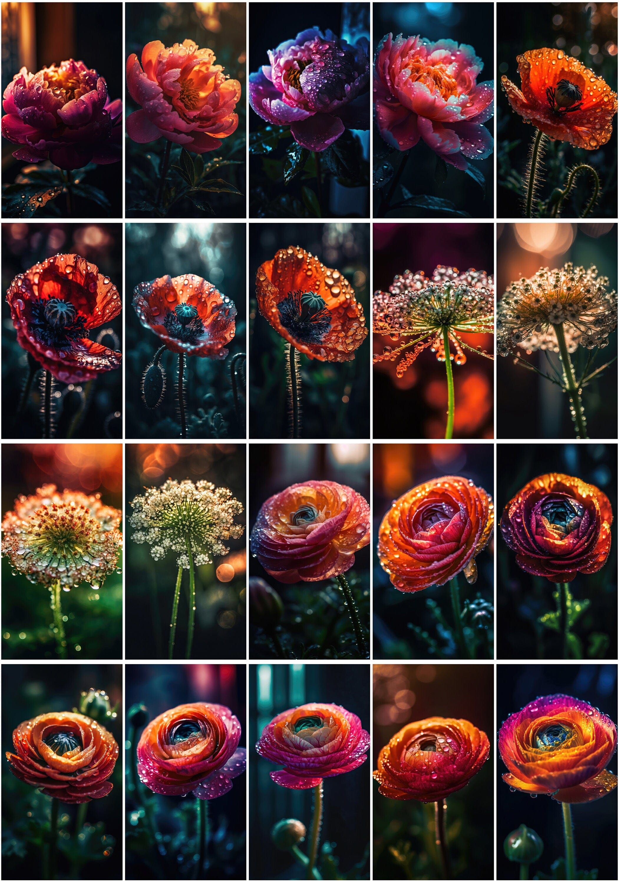 Enchanting Floral Waterdrop Images Bundle – 190 High-Quality Flower Photos with Delicate Waterdrop Digital Download Sumobundle