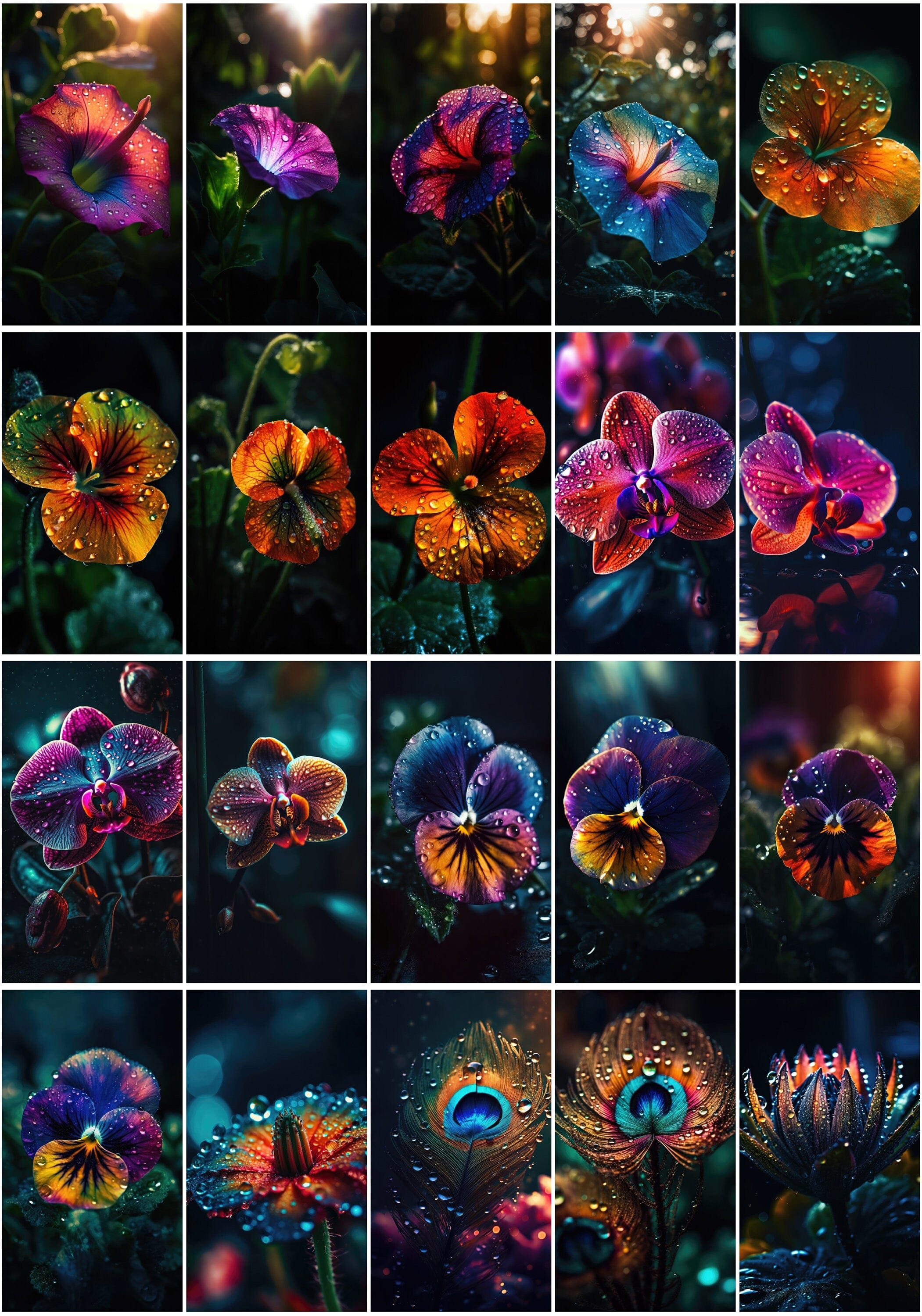 Enchanting Floral Waterdrop Images Bundle – 190 High-Quality Flower Photos with Delicate Waterdrop Digital Download Sumobundle