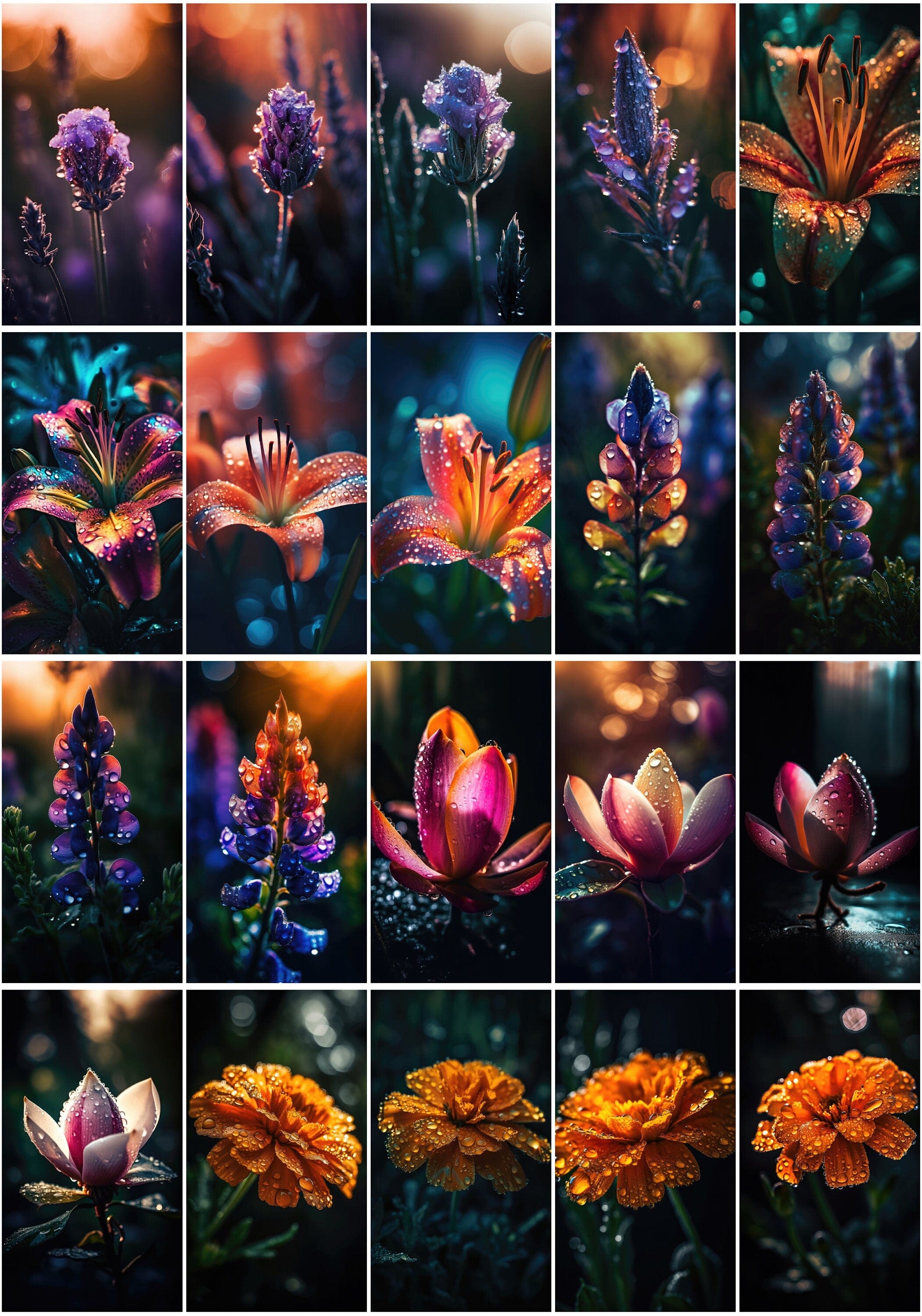 Enchanting Floral Waterdrop Images Bundle – 190 High-Quality Flower Photos with Delicate Waterdrop Digital Download Sumobundle