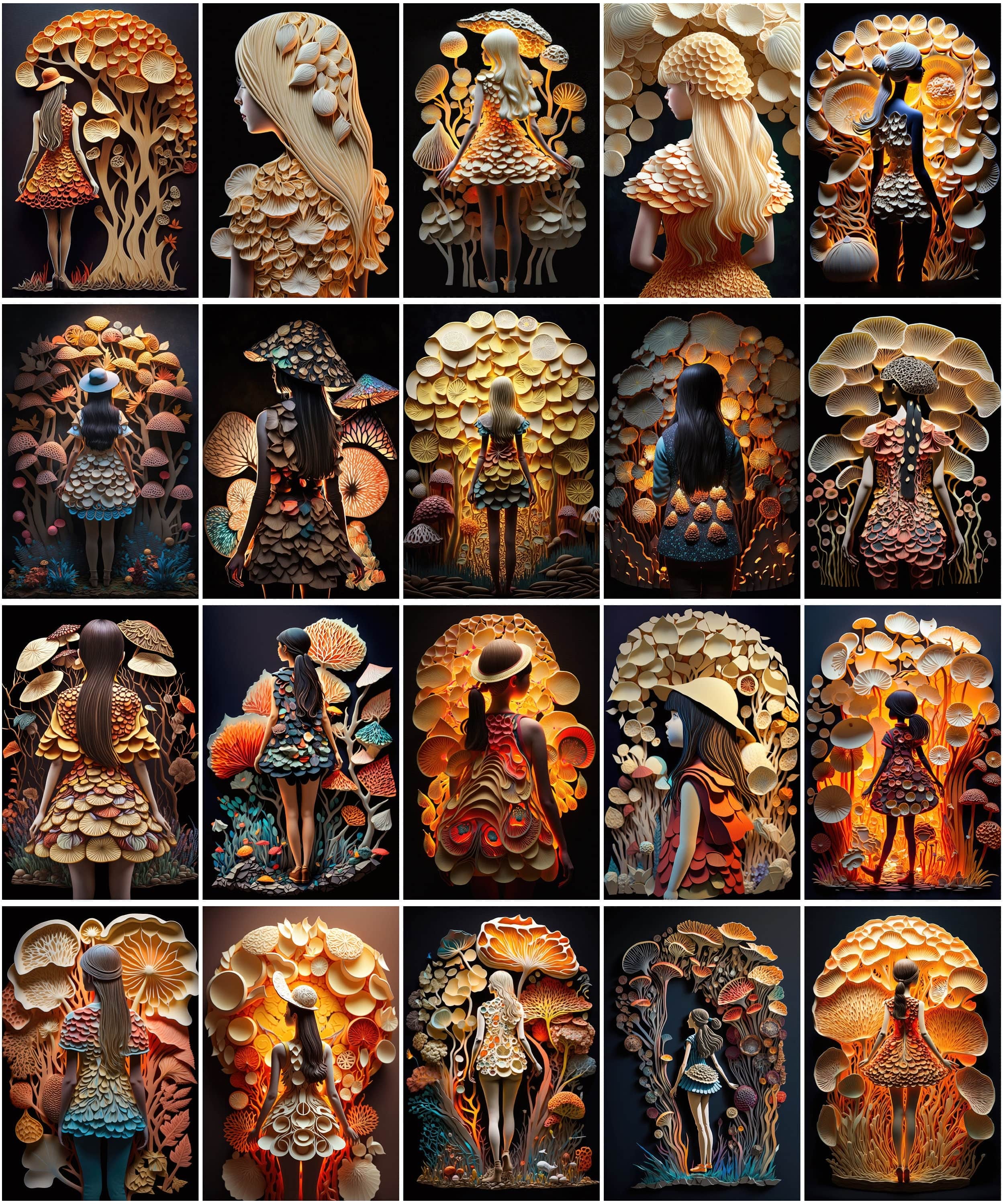 Enchanting Mushroom Art Bundle: 60 Whimsical Images of Girls and Conceptual Fungi - Digital Download for Print & Design Digital Download Sumobundle