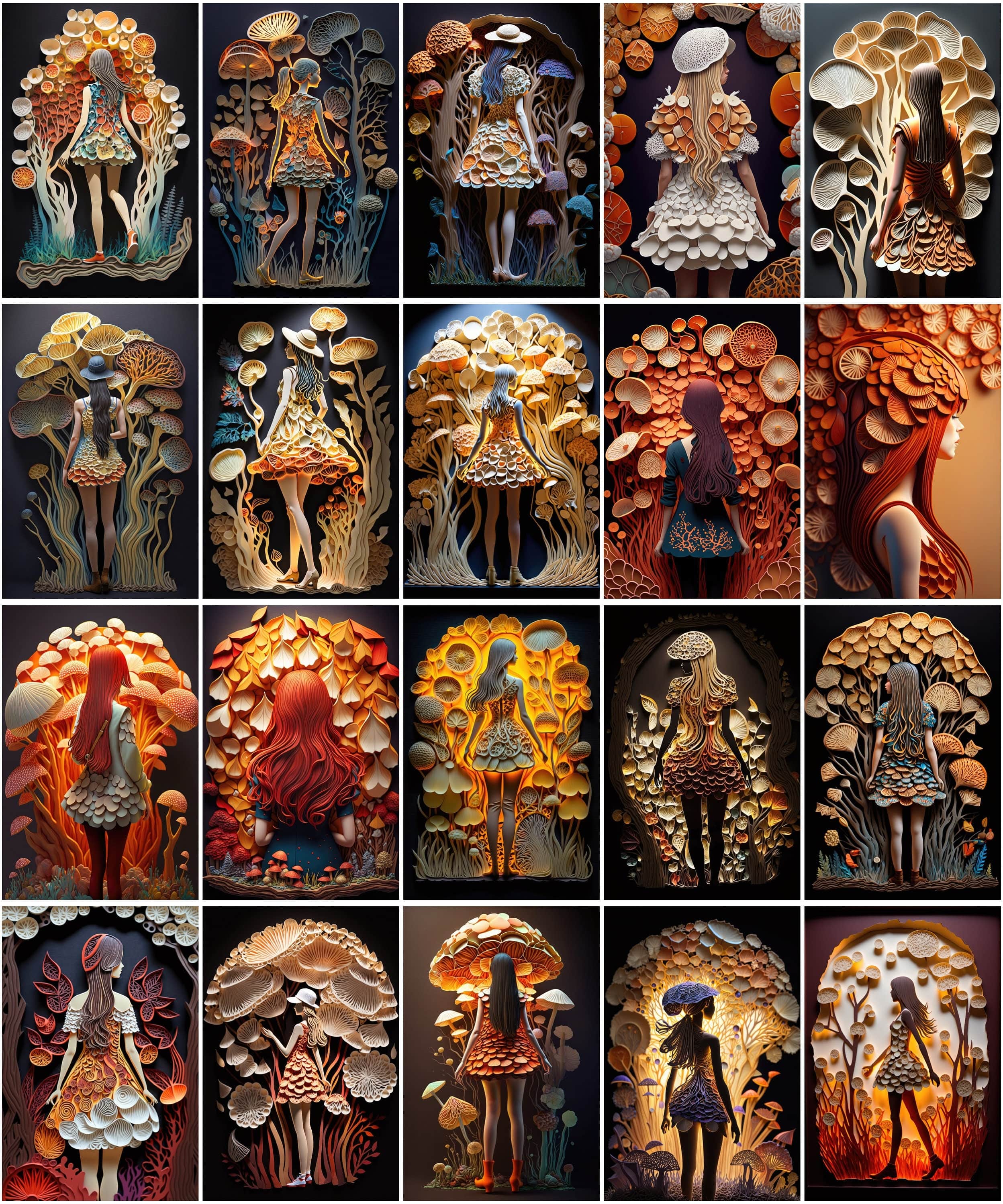 Enchanting Mushroom Art Bundle: 60 Whimsical Images of Girls and Conceptual Fungi - Digital Download for Print & Design Digital Download Sumobundle