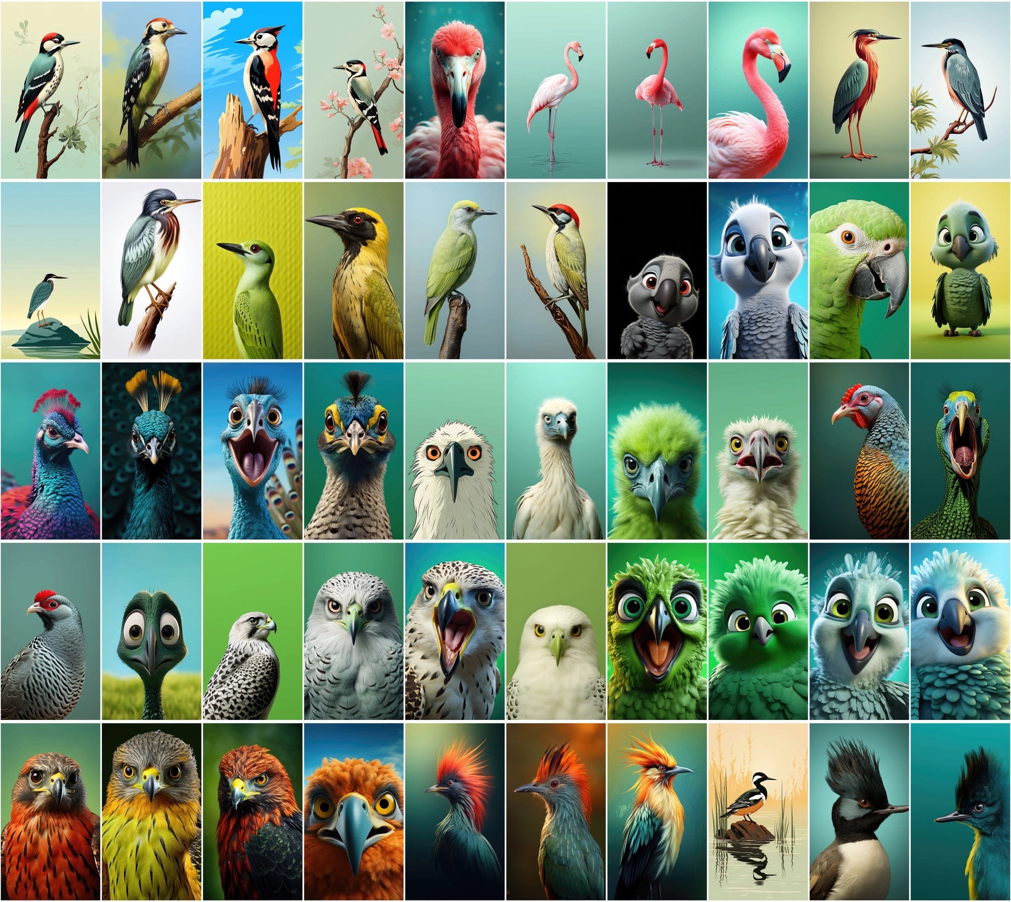 Exquisite Bird Image Collection - 600 JPEGs with Commercial License, Diverse Styles Digital Download Sumobundle