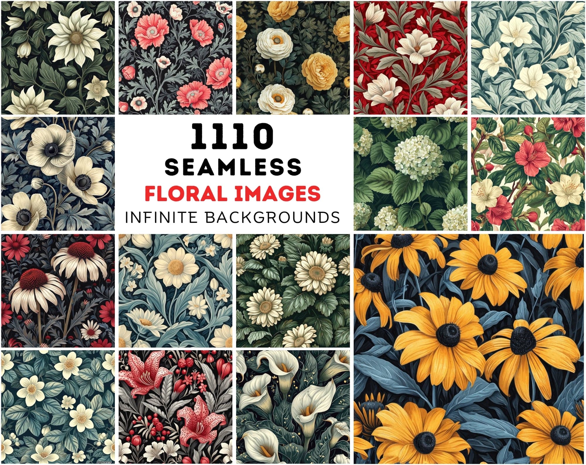 Floral Extravaganza: 1110 Seamless Patterns for Creative Design - High Resolution & Commercial Use Digital Download Sumobundle