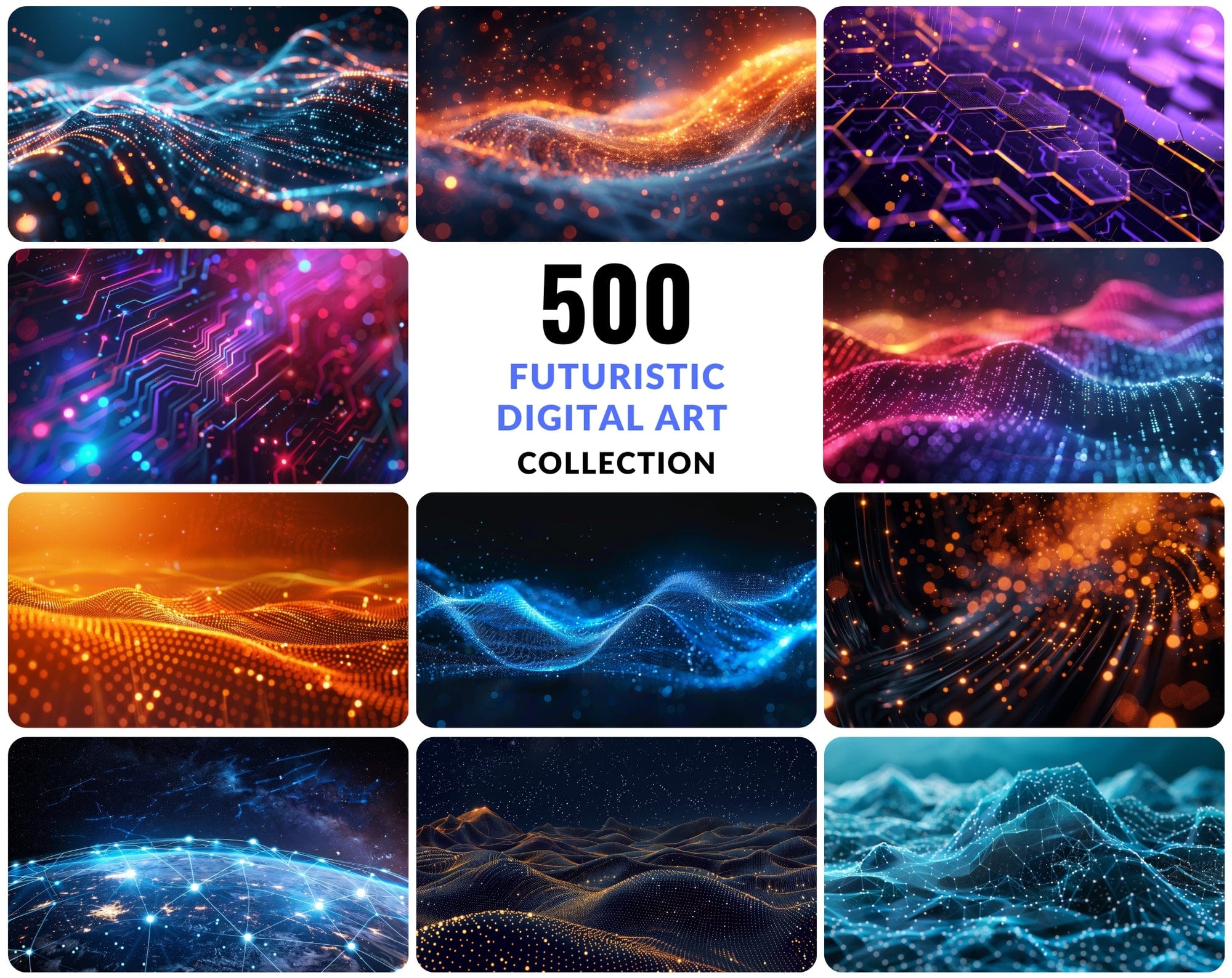 Futuristic Digital Art Collection - 500 Tech Related Images Digital Download Sumobundle