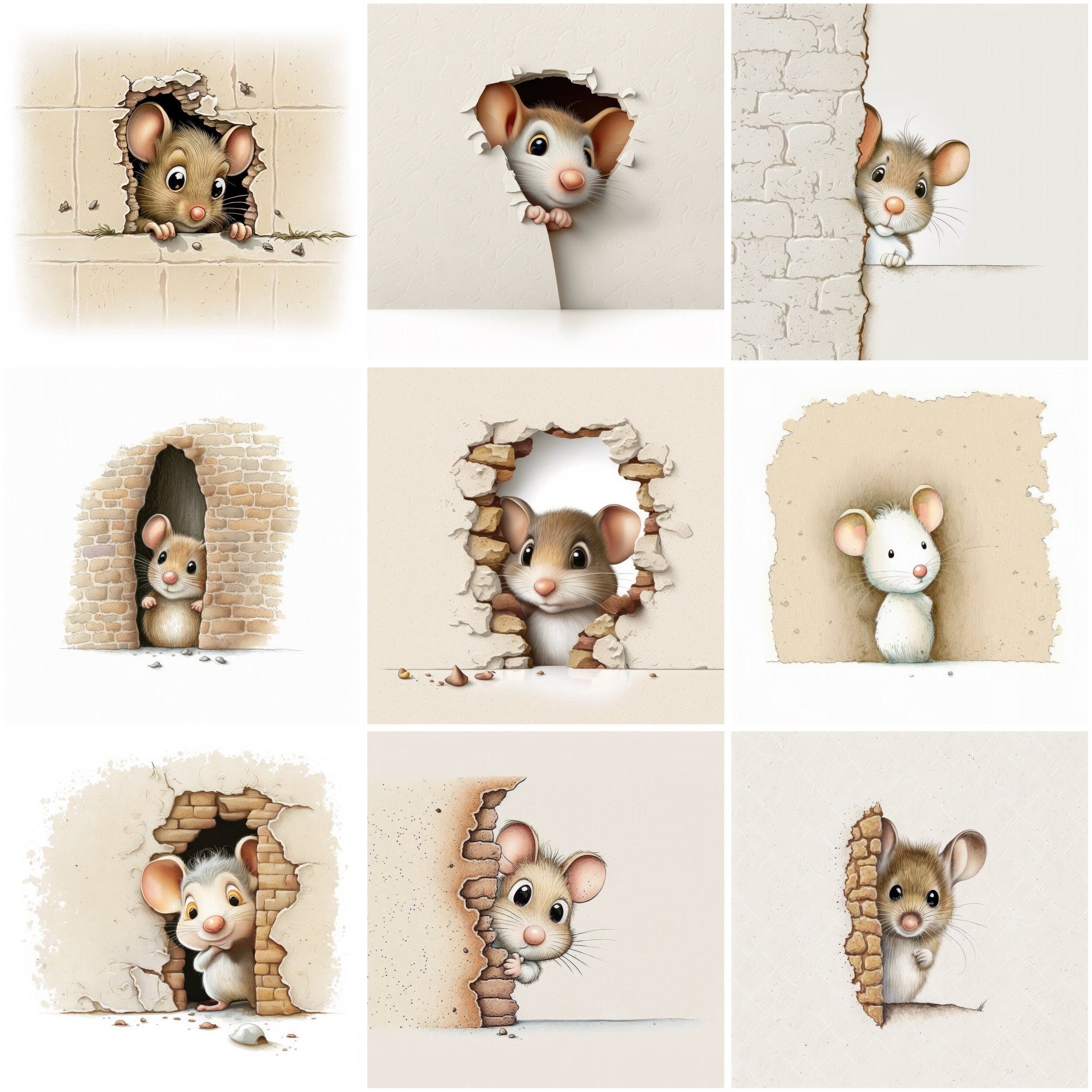 Hidden Mice Wall Art Bundle - 85 Playful and Whimsical Mouse Illustrations for Home Decor, DIY Projects, and Gifts - Commercial Use - Bundle Digital Download Sumobundle