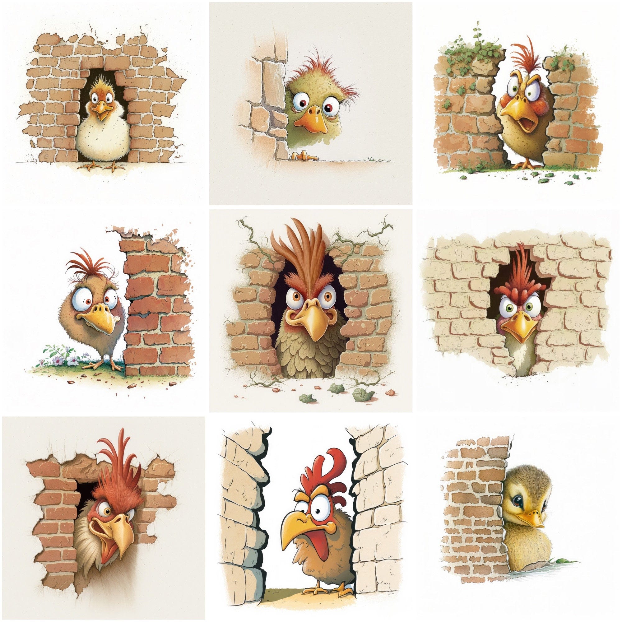 Hilarious Bird Hide & Seek Bundle: 90 Adorable Images of Birds Hiding Behind Walls - Commercial use Digital Download Sumobundle