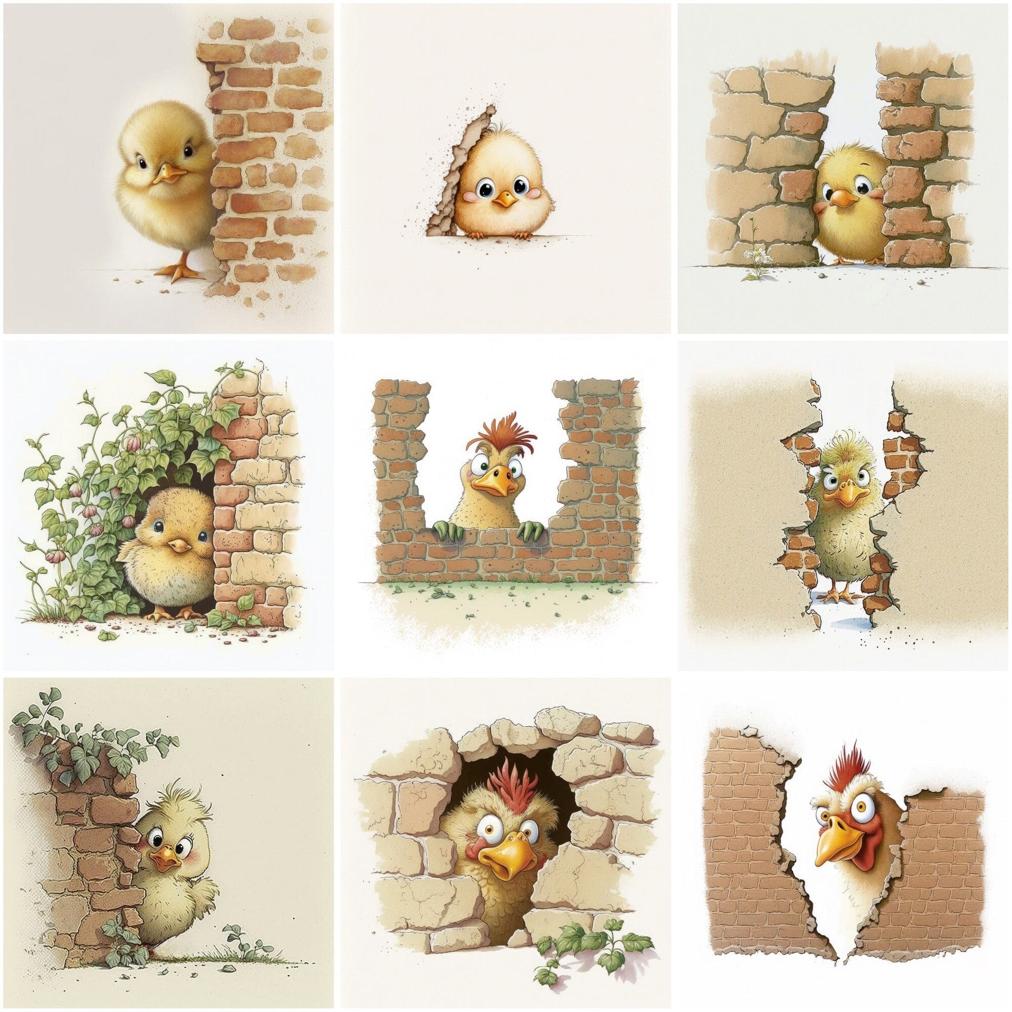 Hilarious Bird Hide & Seek Bundle: 90 Adorable Images of Birds Hiding Behind Walls - Commercial use Digital Download Sumobundle