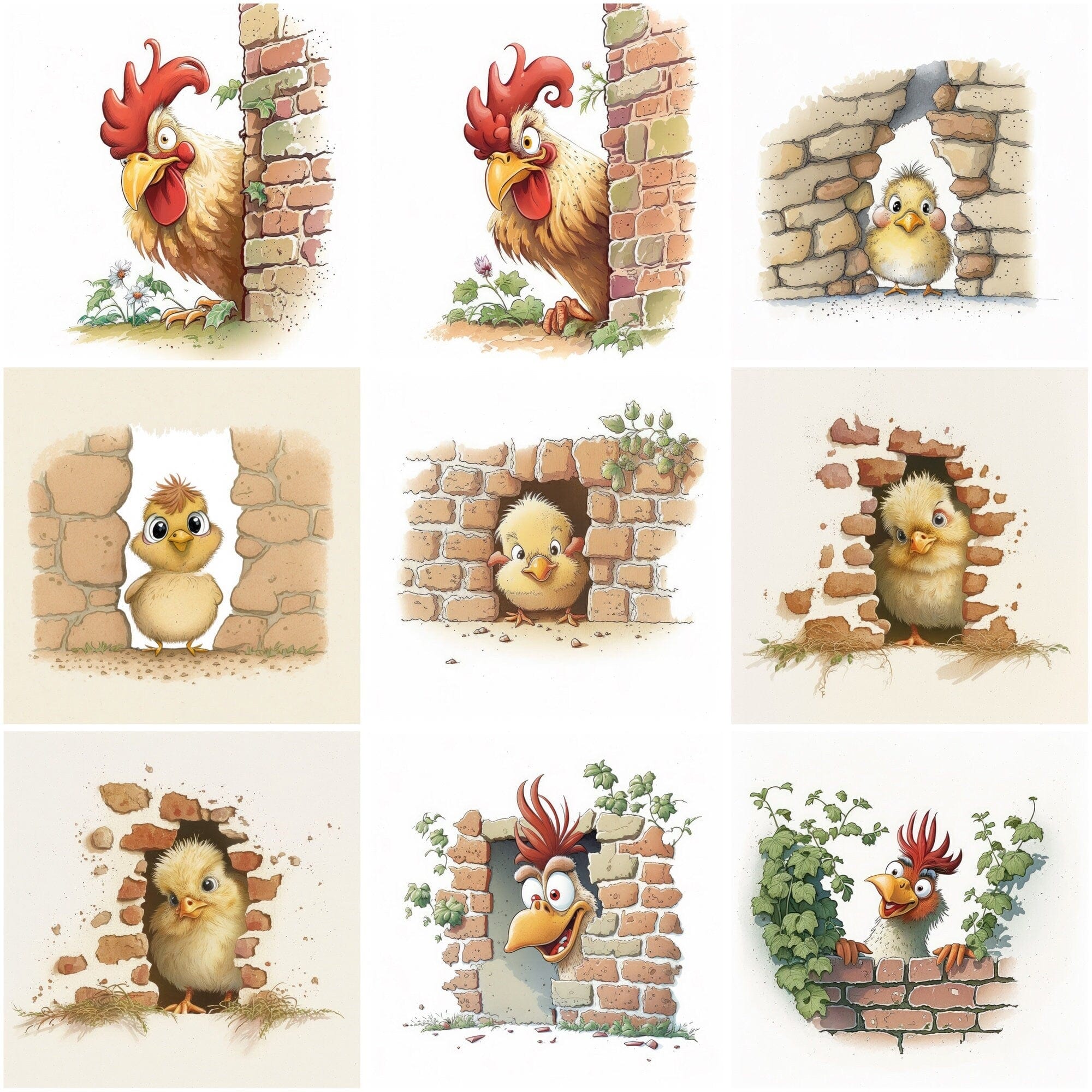 Hilarious Bird Hide & Seek Bundle: 90 Adorable Images of Birds Hiding Behind Walls - Commercial use Digital Download Sumobundle