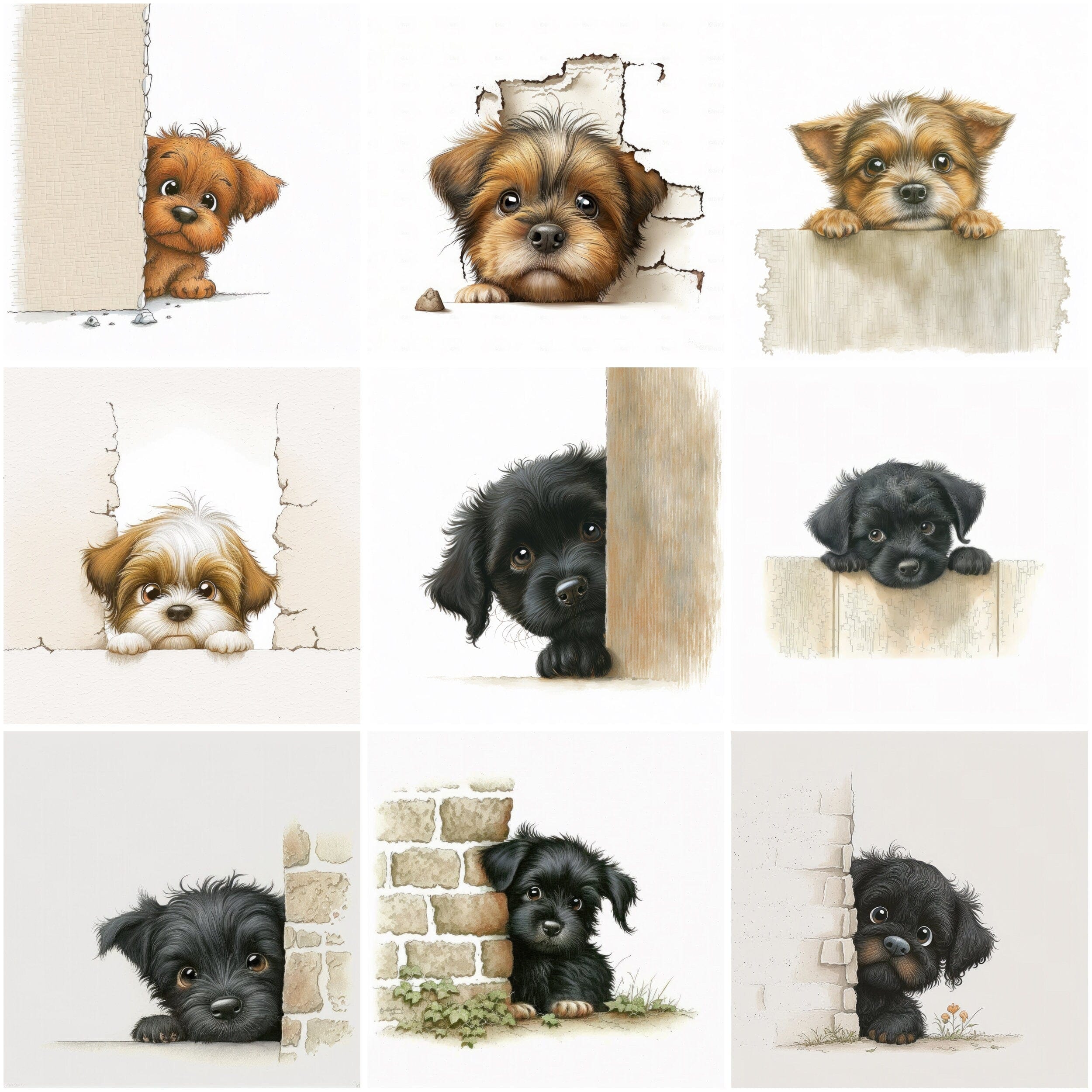 Hilarious Dog Hide & Seek Bundle - 80 High-Quality Images of Playful Pups Hiding Behind Walls Digital Download Sumobundle