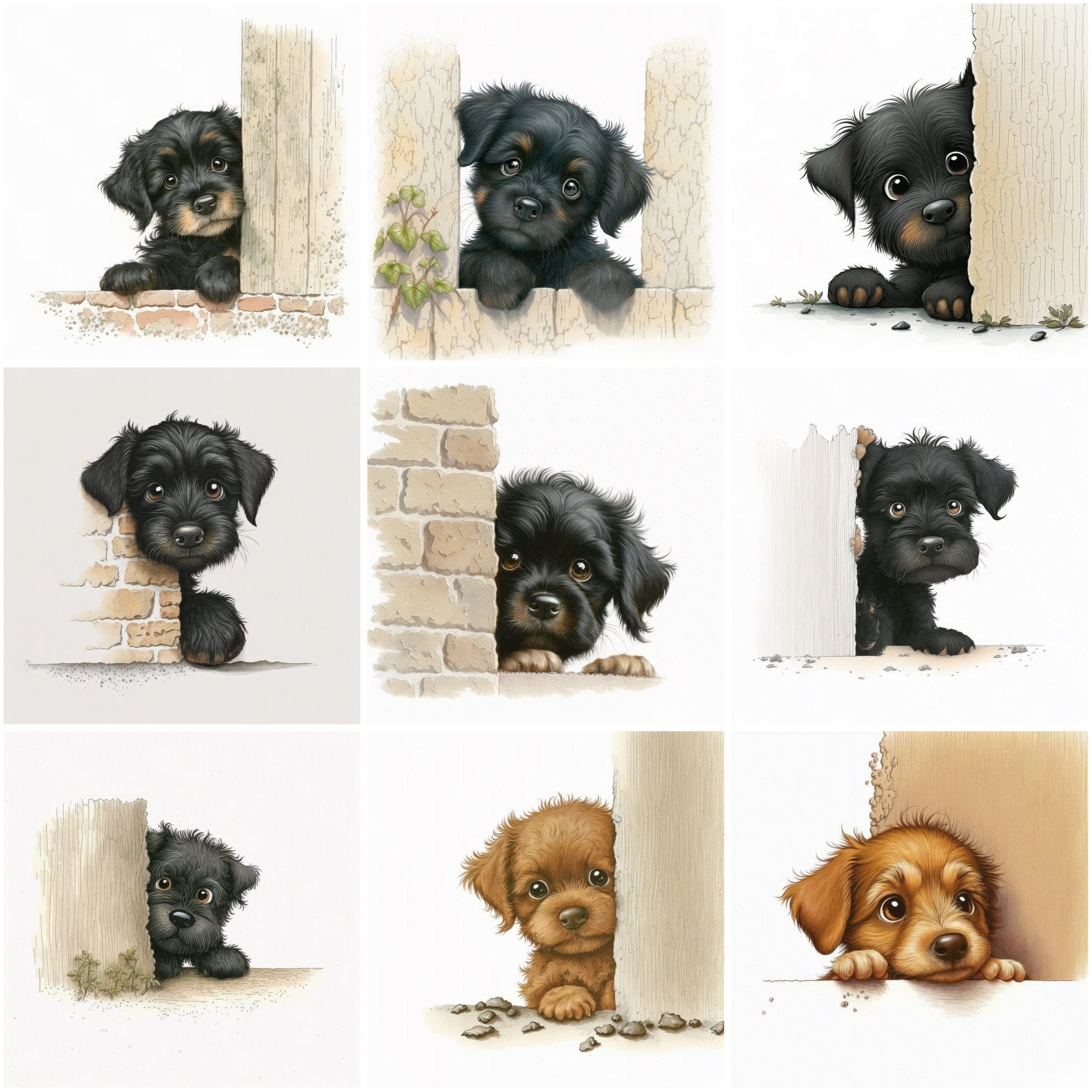 Hilarious Dog Hide & Seek Bundle - 80 High-Quality Images of Playful Pups Hiding Behind Walls Digital Download Sumobundle