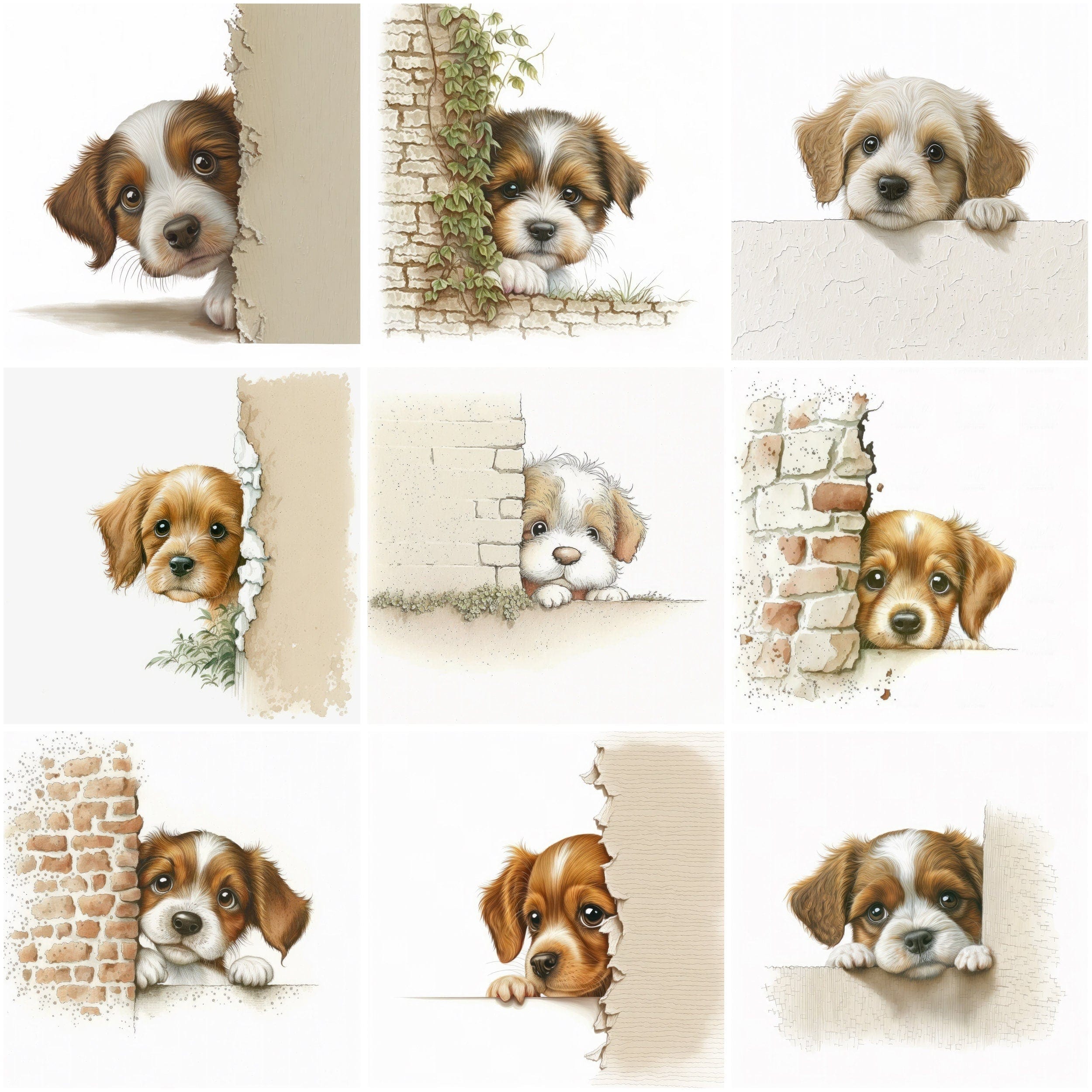 Hilarious Dog Hide & Seek Bundle - 80 High-Quality Images of Playful Pups Hiding Behind Walls Digital Download Sumobundle