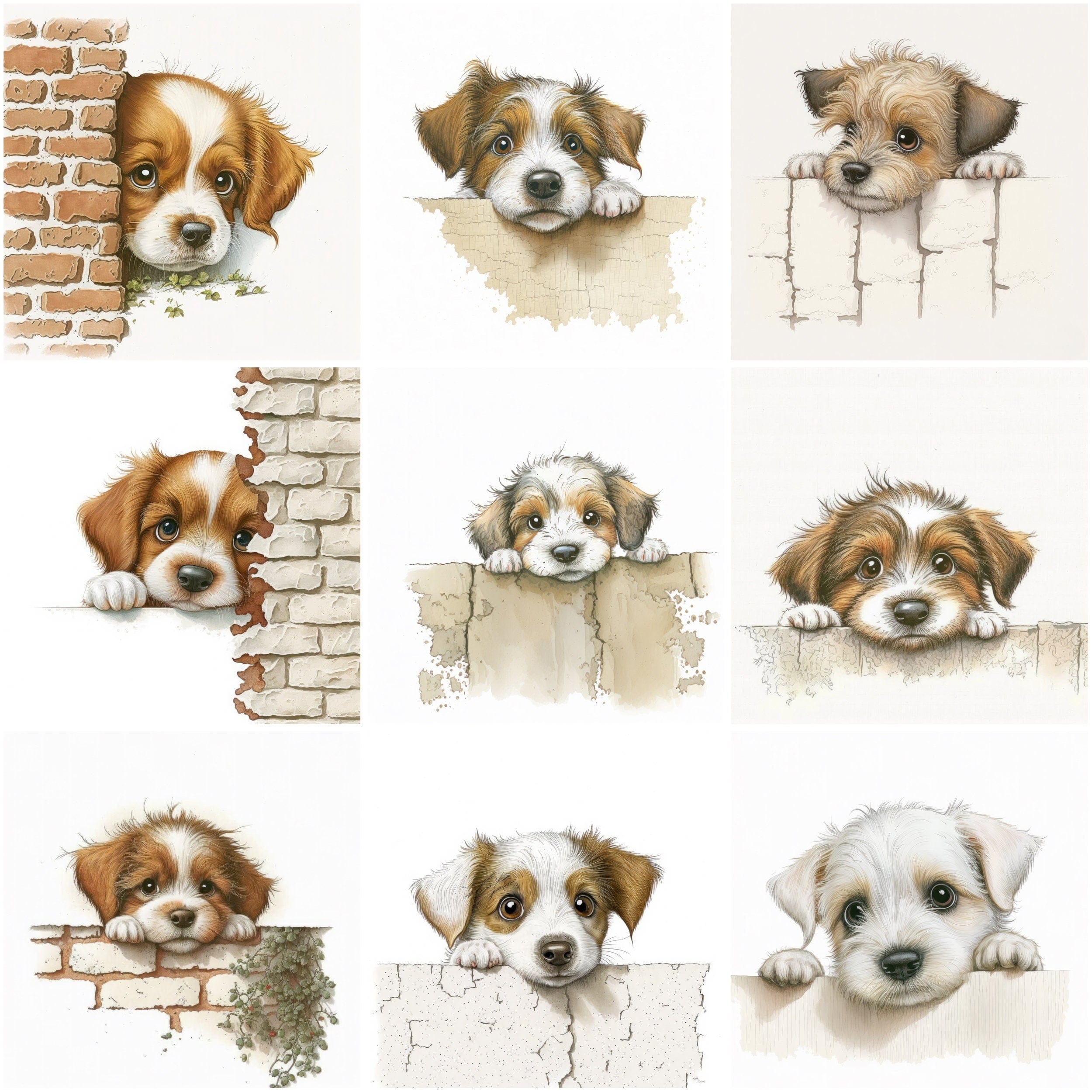 Hilarious Dog Hide & Seek Bundle - 80 High-Quality Images of Playful Pups Hiding Behind Walls Digital Download Sumobundle