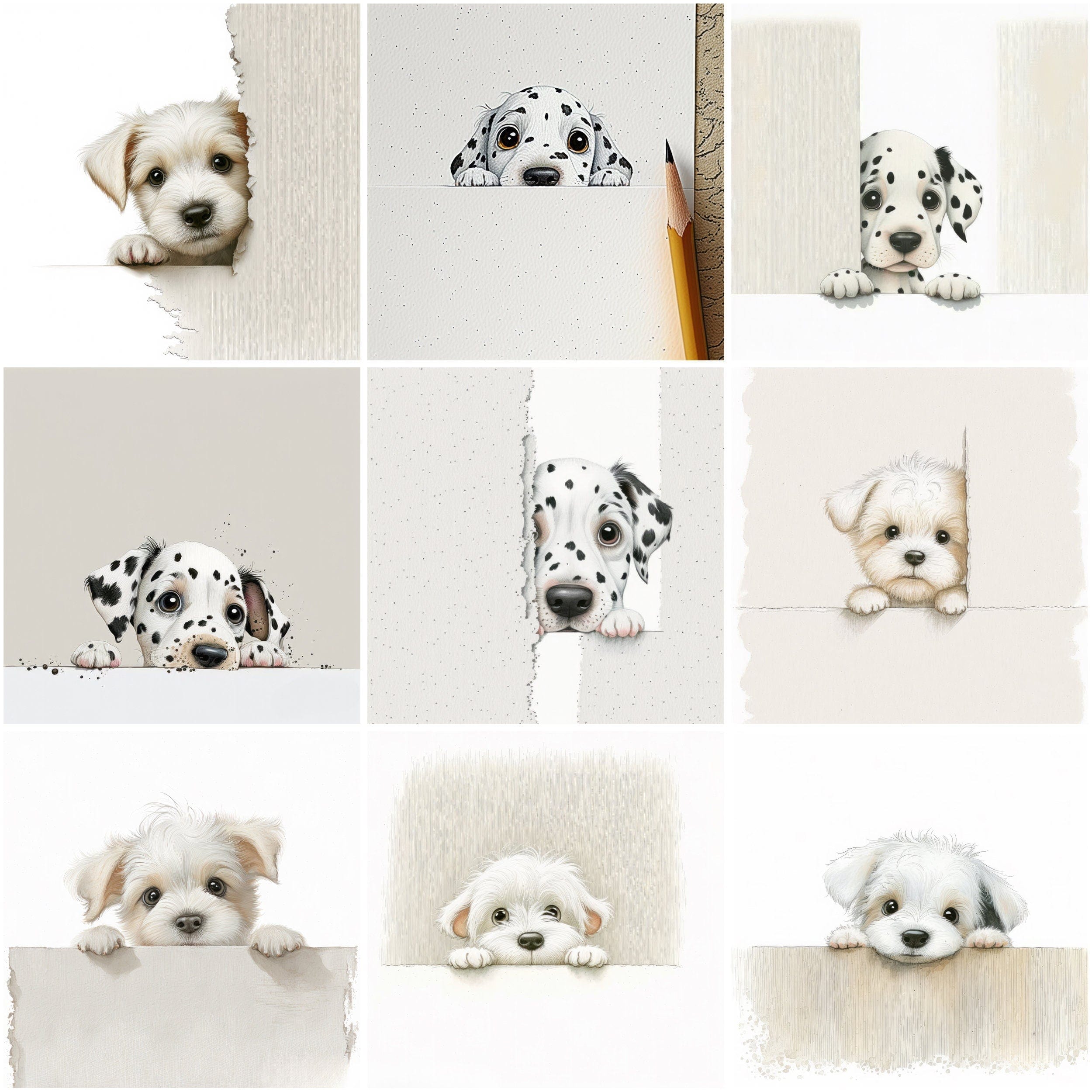 Hilarious Dog Hide & Seek Bundle - 80 High-Quality Images of Playful Pups Hiding Behind Walls Digital Download Sumobundle