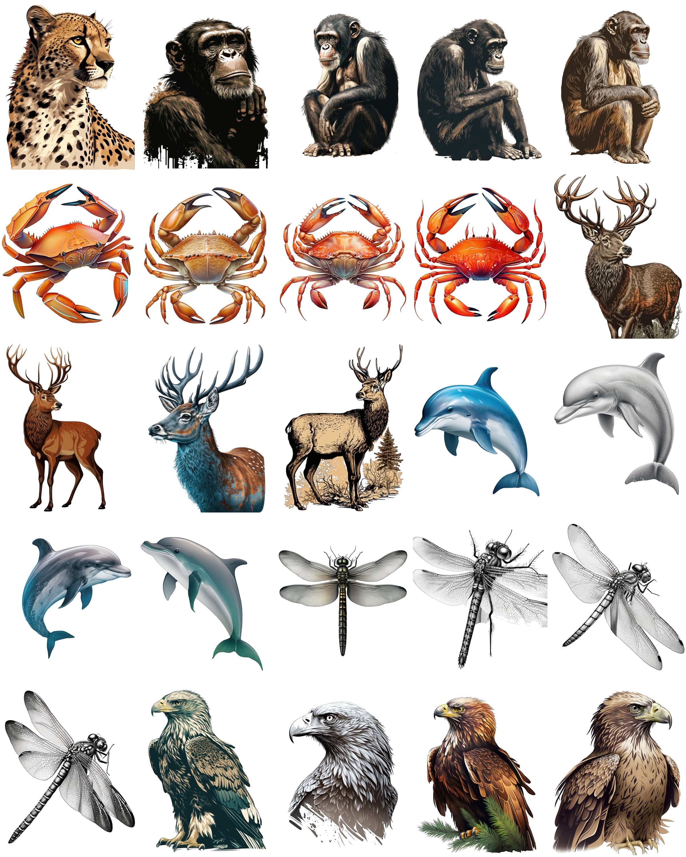 Make your designs come alive with our transparent animal set of 230 wildlife graphics, including jungle creature animals, Commercial use Digital Download Sumobundle