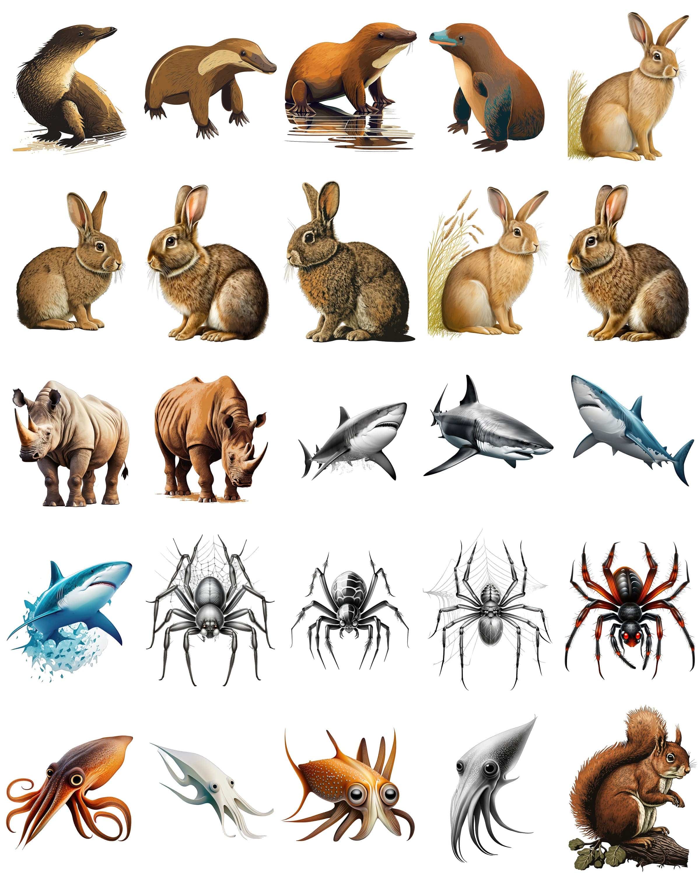Make your designs come alive with our transparent animal set of 230 wildlife graphics, including jungle creature animals, Commercial use Digital Download Sumobundle