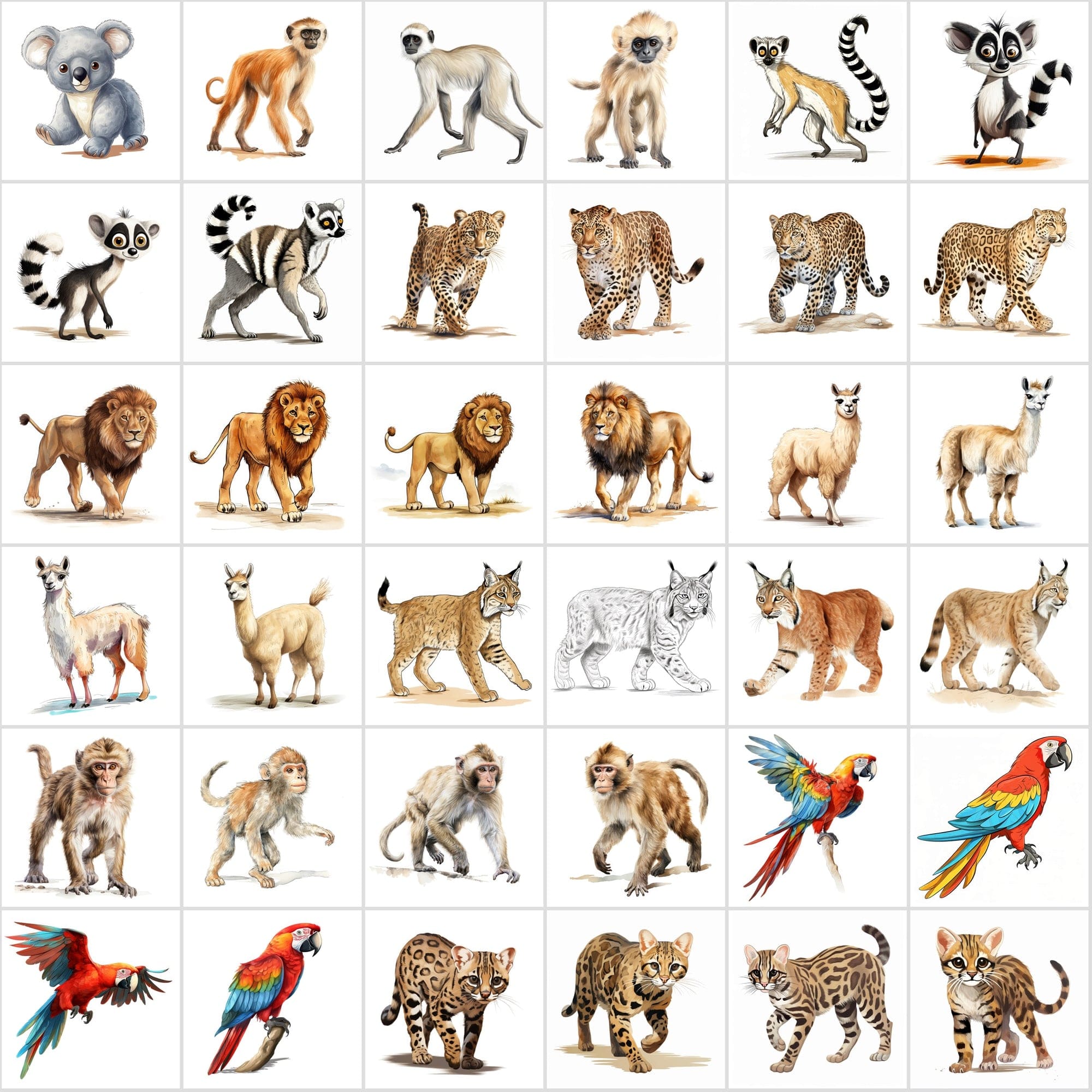 Mega Bundle: 480 Adorable Young Animal Illustrations, Transparent Background - Perfect for Crafts & Design Digital Download Sumobundle