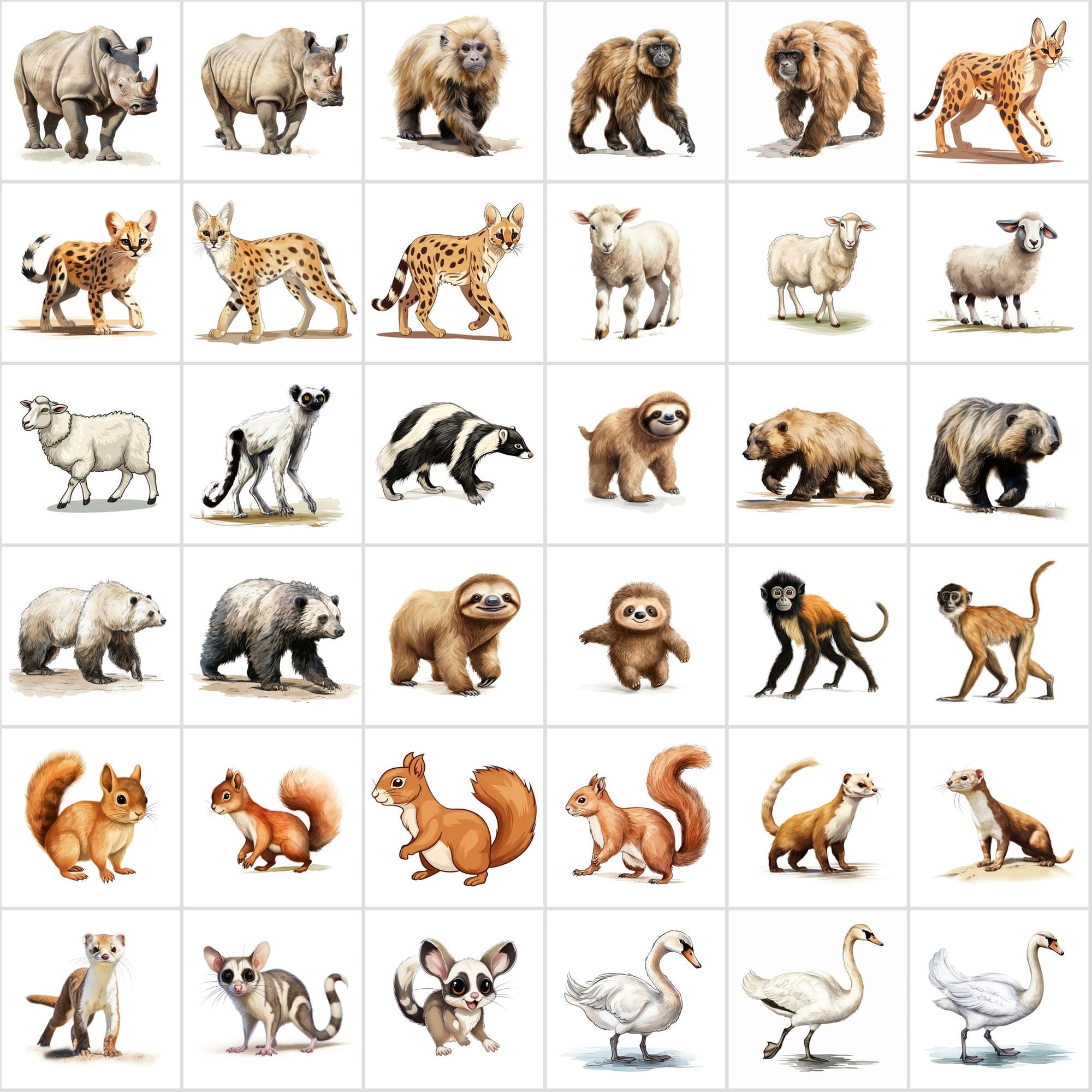 Mega Bundle: 480 Adorable Young Animal Illustrations, Transparent Background - Perfect for Crafts & Design Digital Download Sumobundle