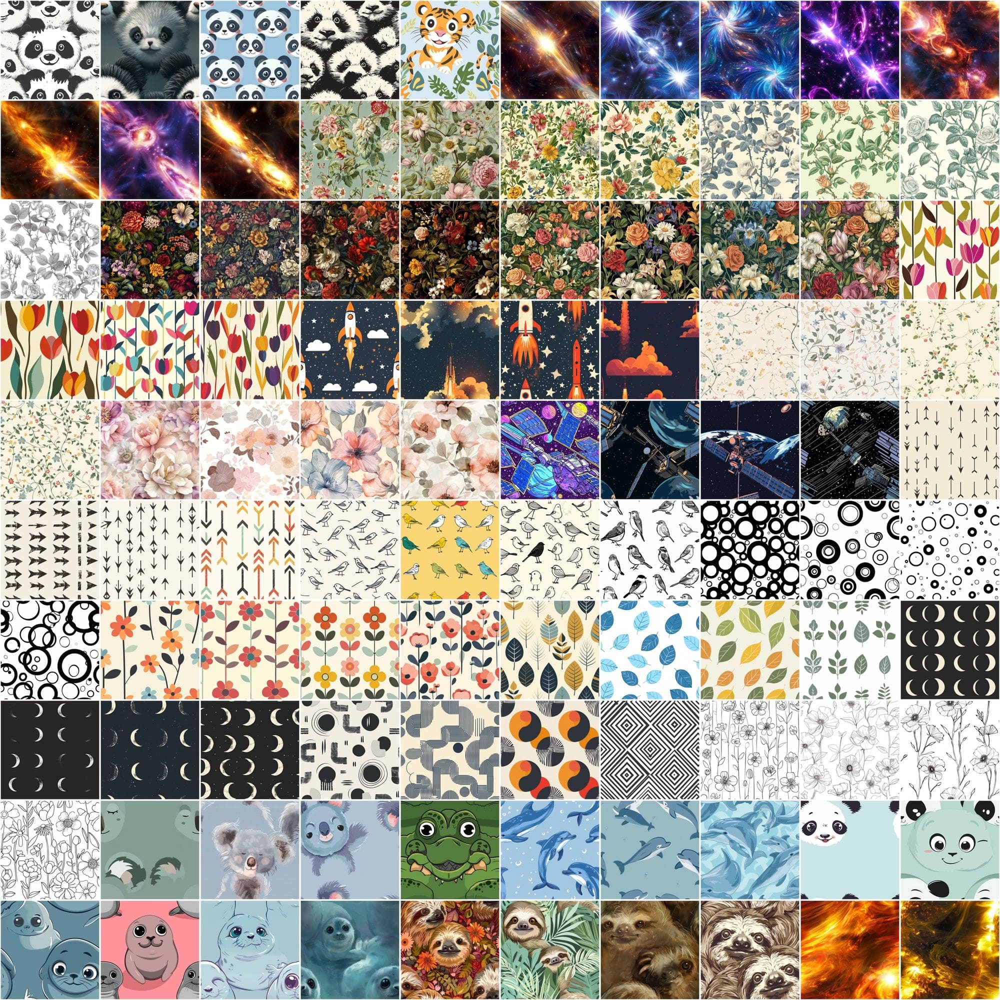 Mega Pattern Collection: 1080 Unique Designs Across Tech, Animals, Geometric, Abstract, and Floral Themes Digital Download Sumobundle