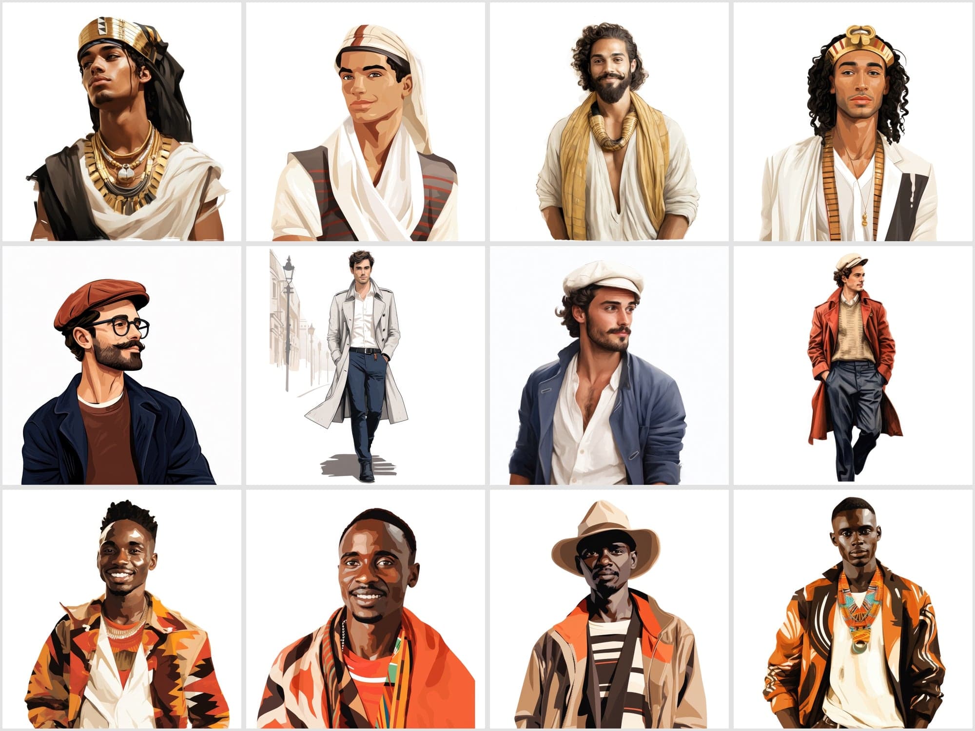 Men of the World: 120 High-Resolution, Commercial Use PNGs Showcasing Stylish Men from Diverse Cultures Digital Download Sumobundle